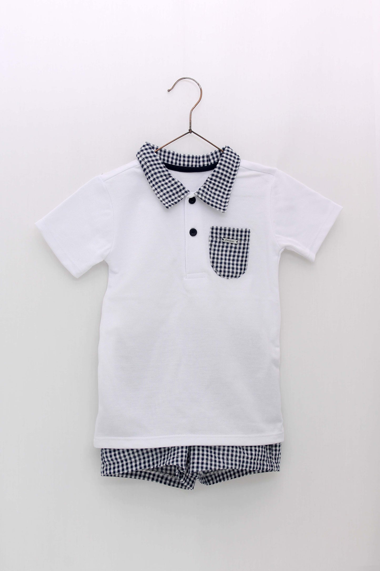 Vichy polo shorts set