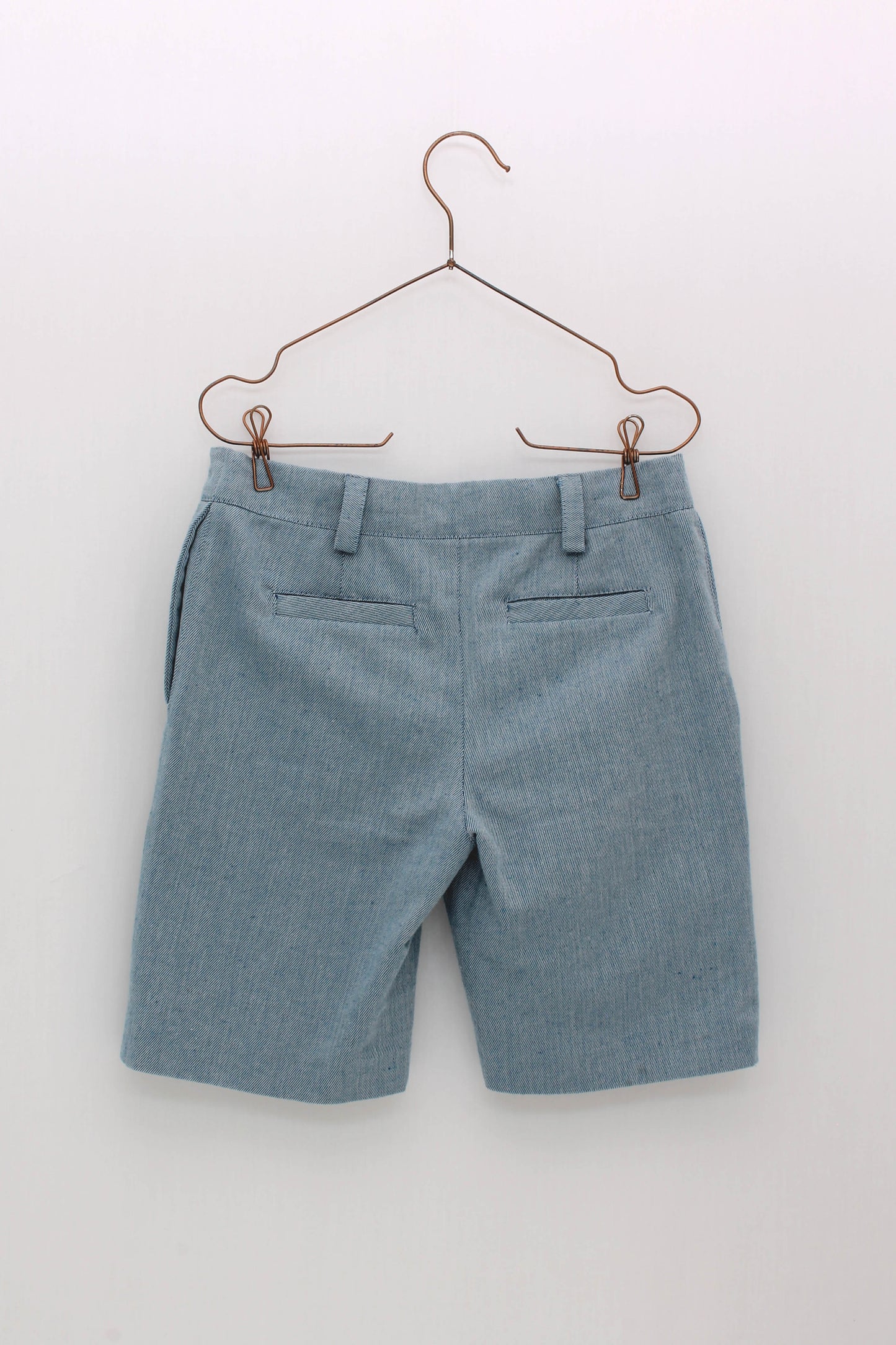 Linen shorts and striped shirt with mao collar set