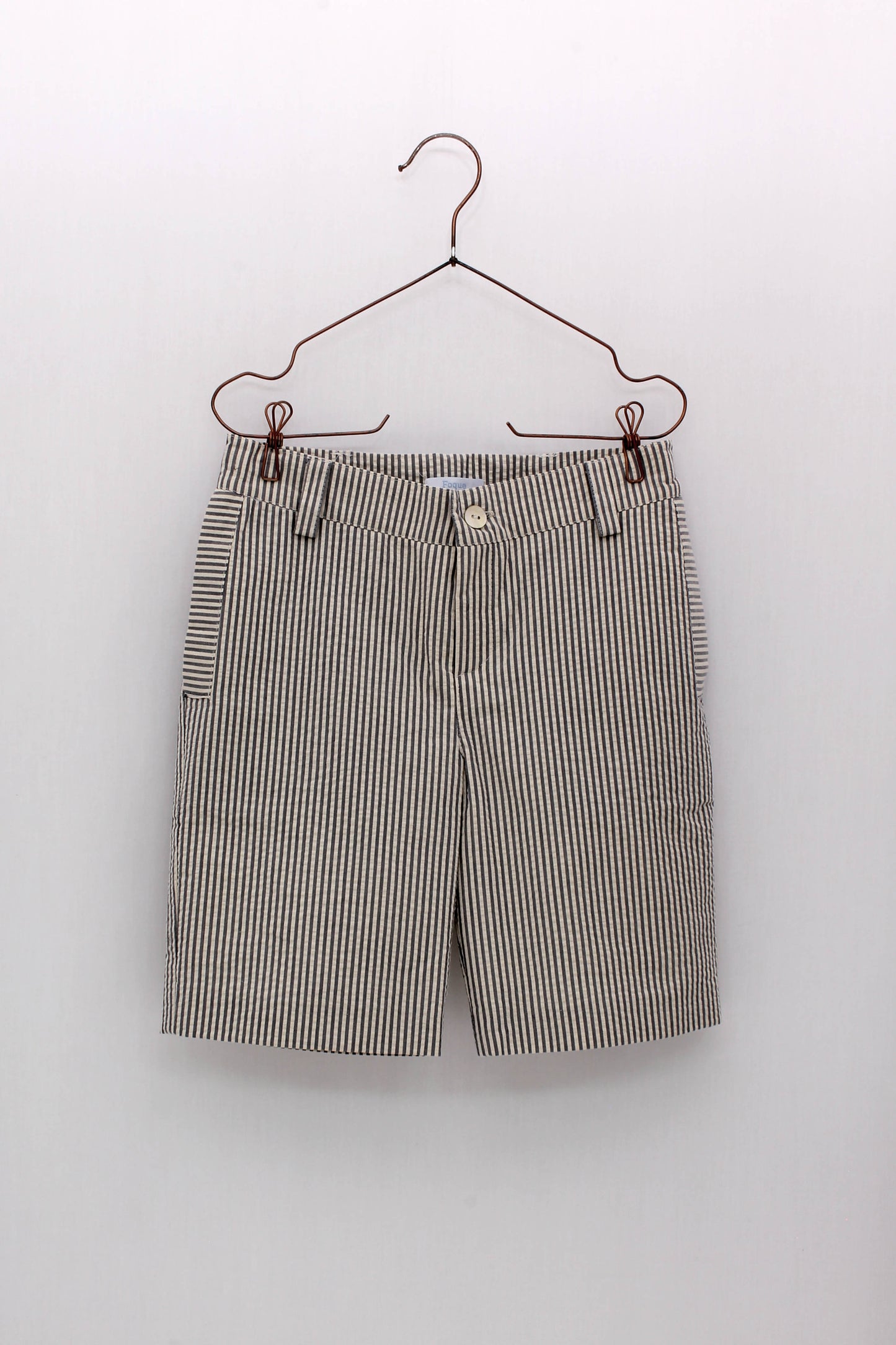 Linen shirt with shirt collar and striped shorts set