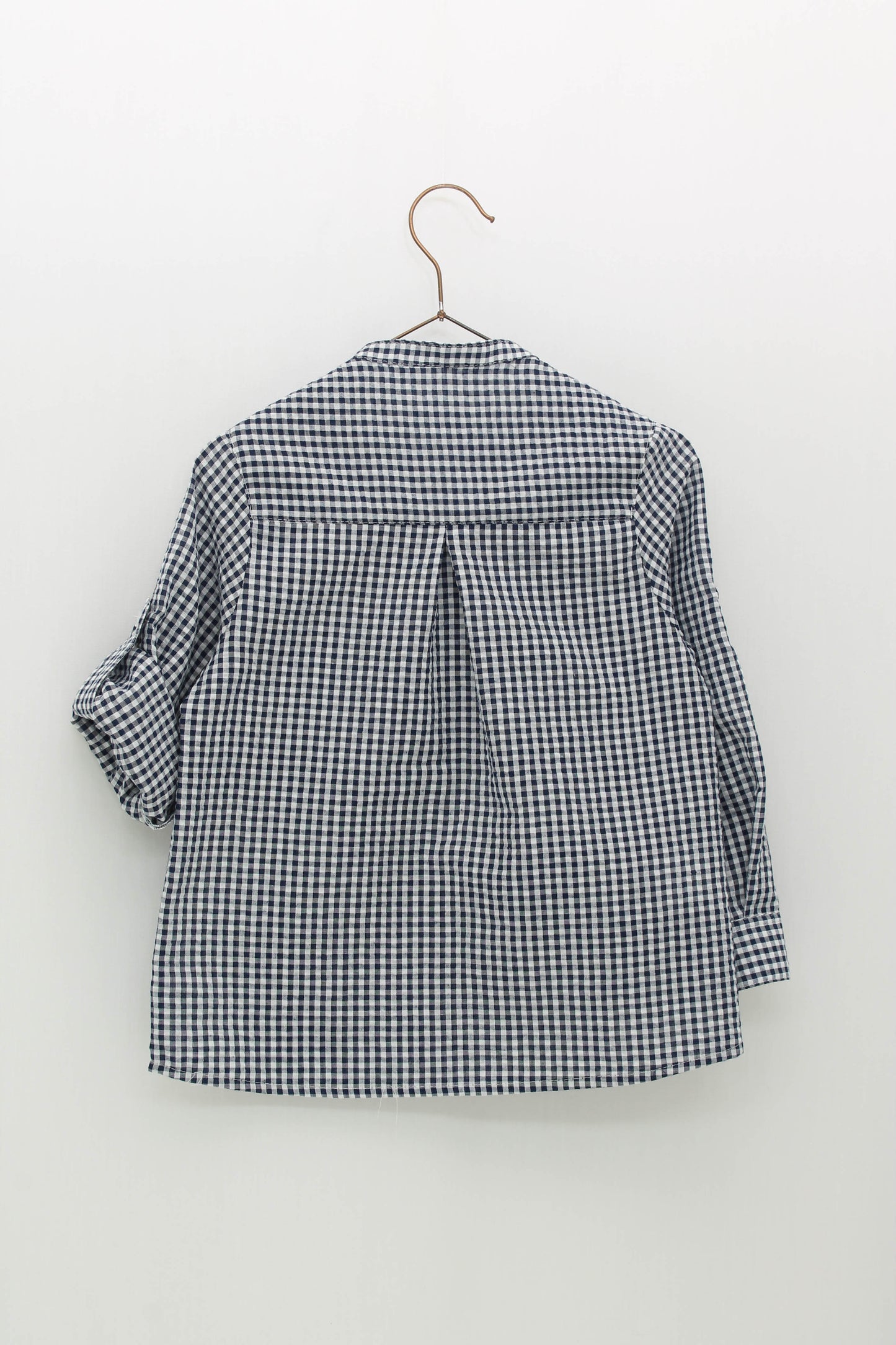 Vichy shirt set with Mao collar and chino shorts