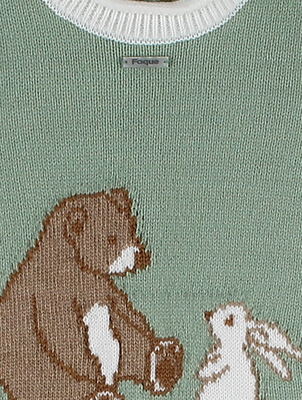 Knitted Romper with Friends Drawing