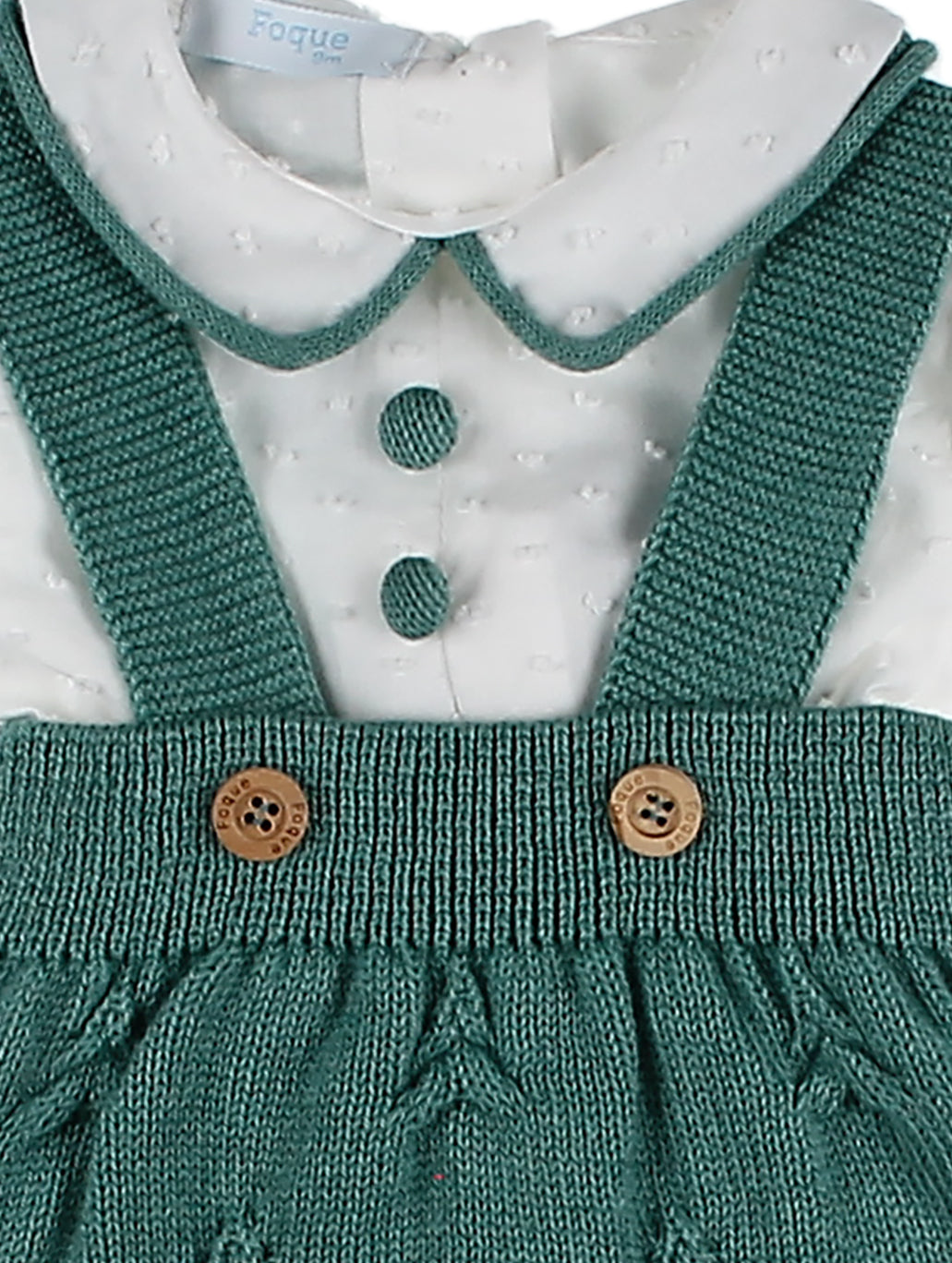 Short Knitted Overalls and Shirt Set