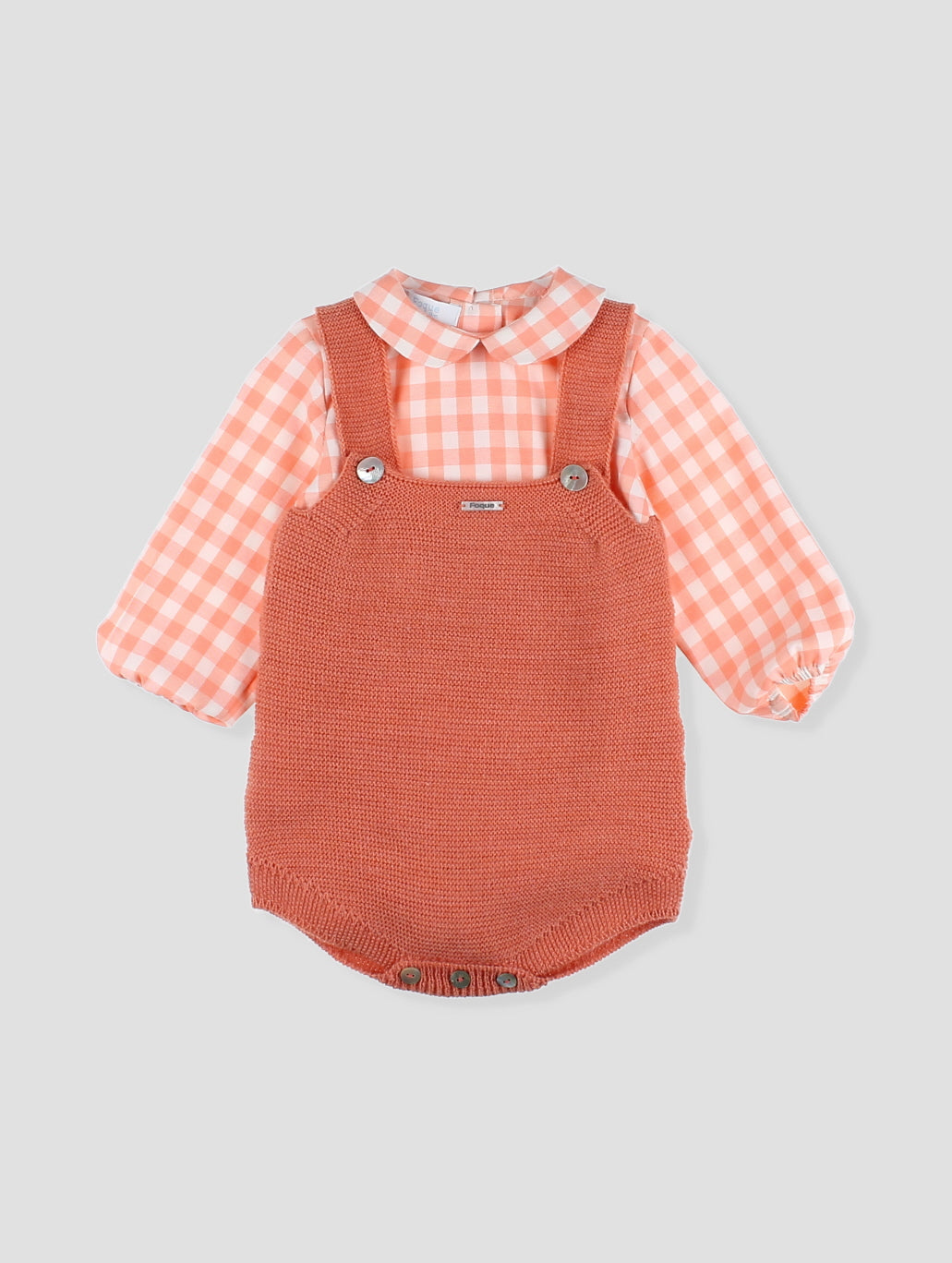 Short Knitted Overalls, Shirt and Bonnet Set