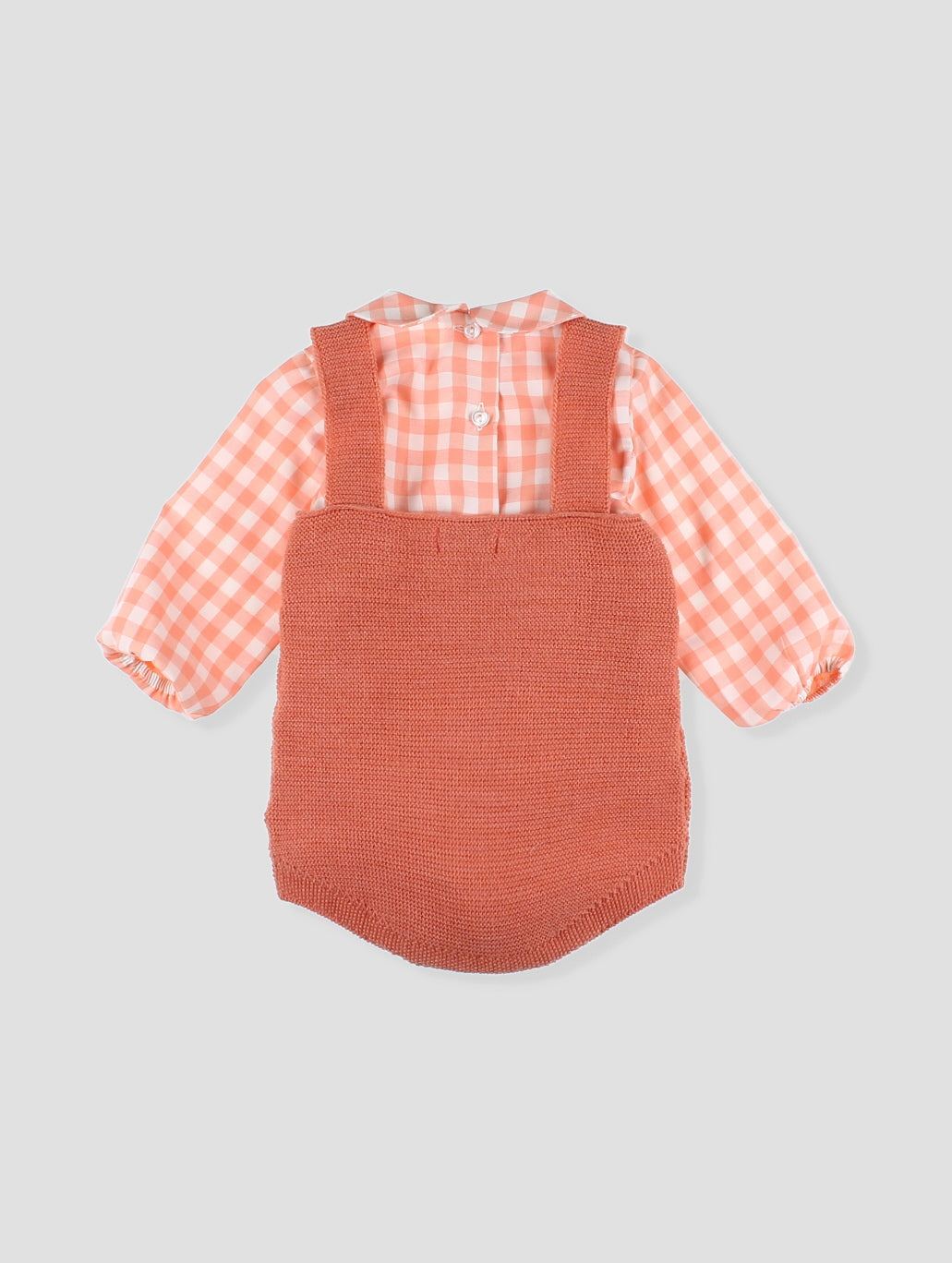 Short Knitted Overalls, Shirt and Bonnet Set