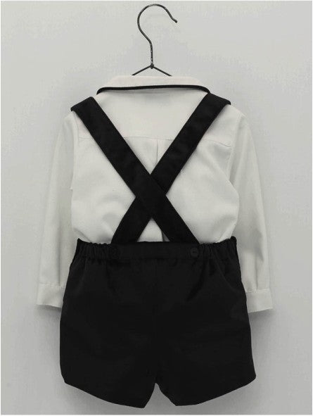 Conjunto Peto Corto Velvet Negro y Camisa