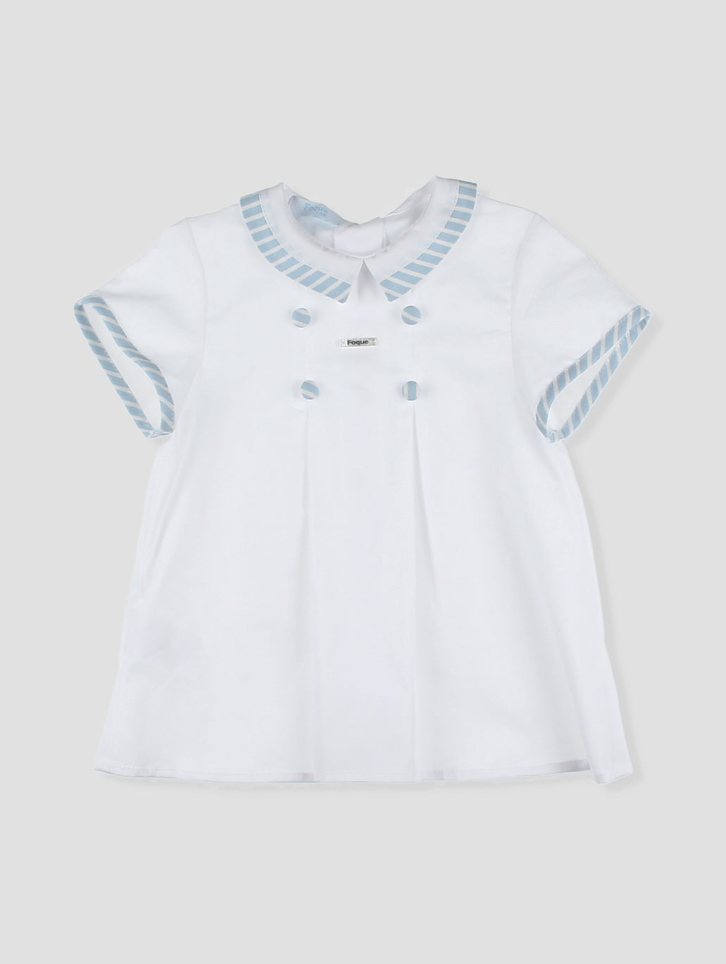 Conjunto Pantalón Corto Rayas Y Camisa Cuello Bebé