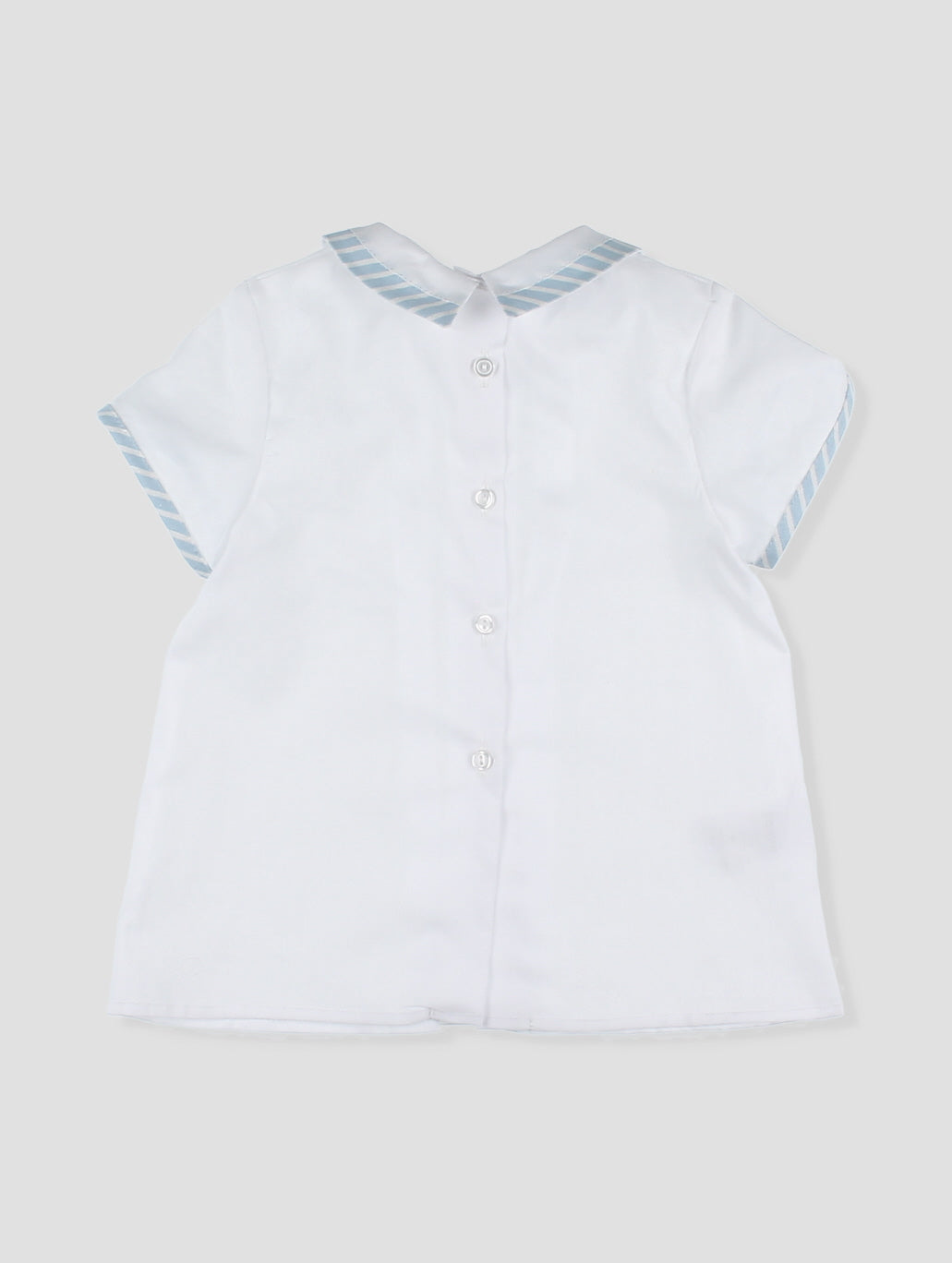 Conjunto Pantalón Corto Rayas Y Camisa Cuello Bebé