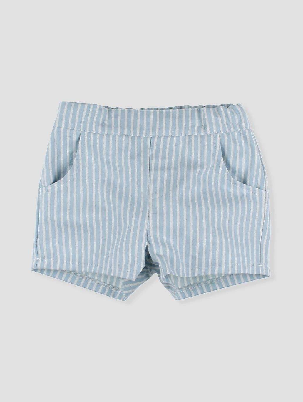 Conjunto Pantalón Corto Rayas Y Camisa Cuello Bebé
