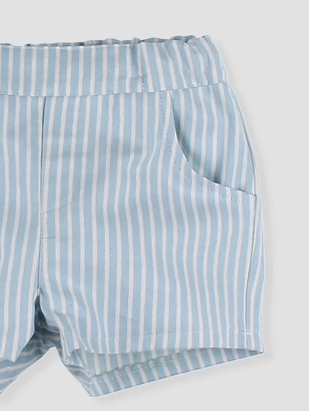 Conjunto Pantalón Corto Rayas Y Camisa Cuello Bebé