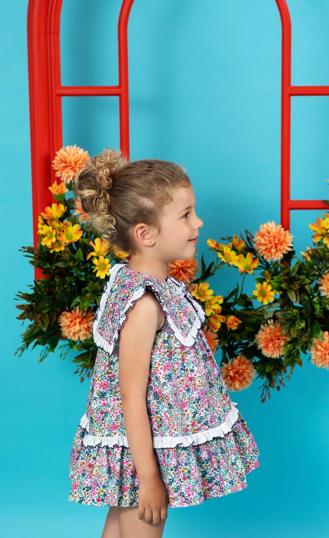 Vestido Flores Con Cuello