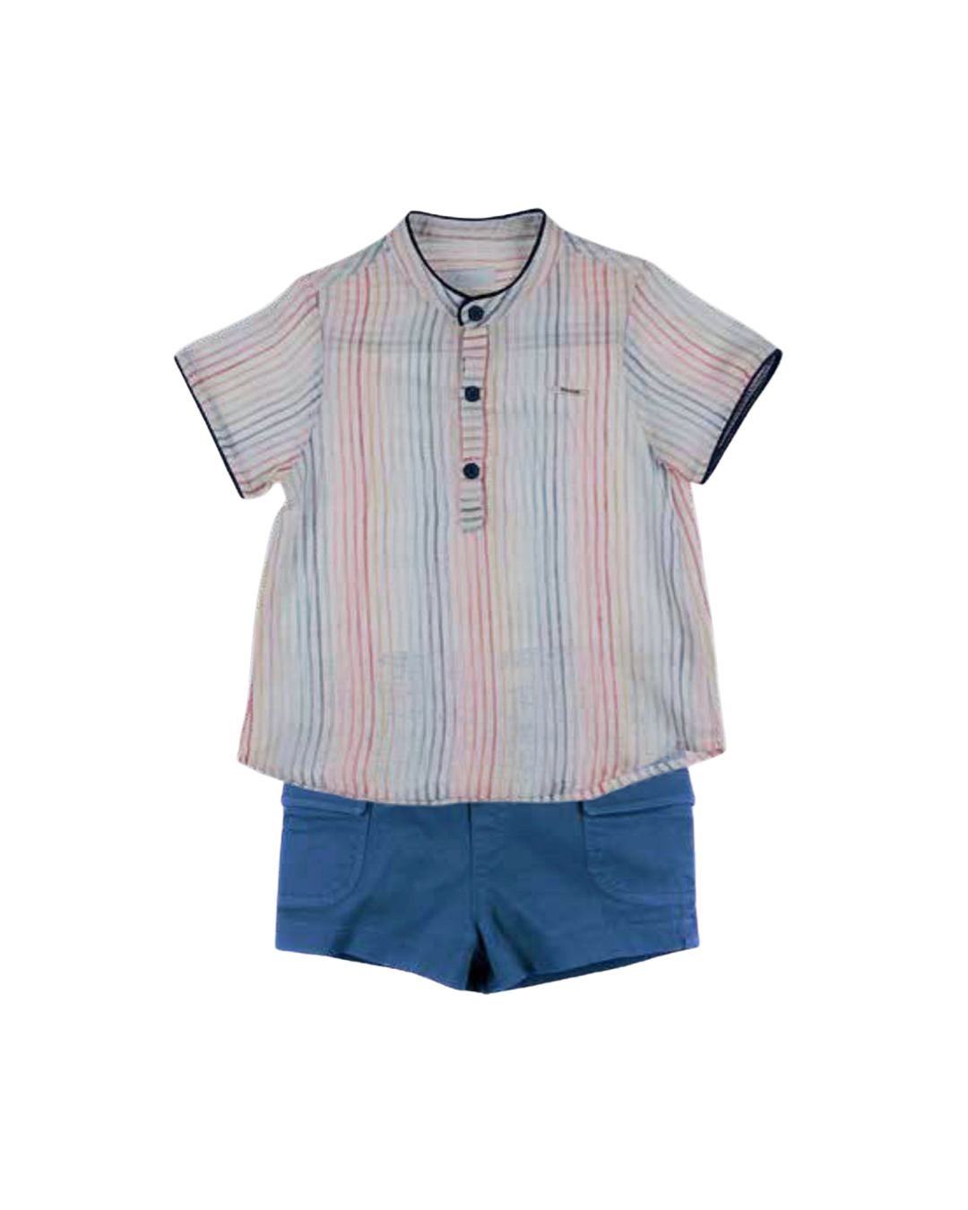 Conjunto Pantalón Corto Tintado Y Camisa Rayas Vivo Cordón