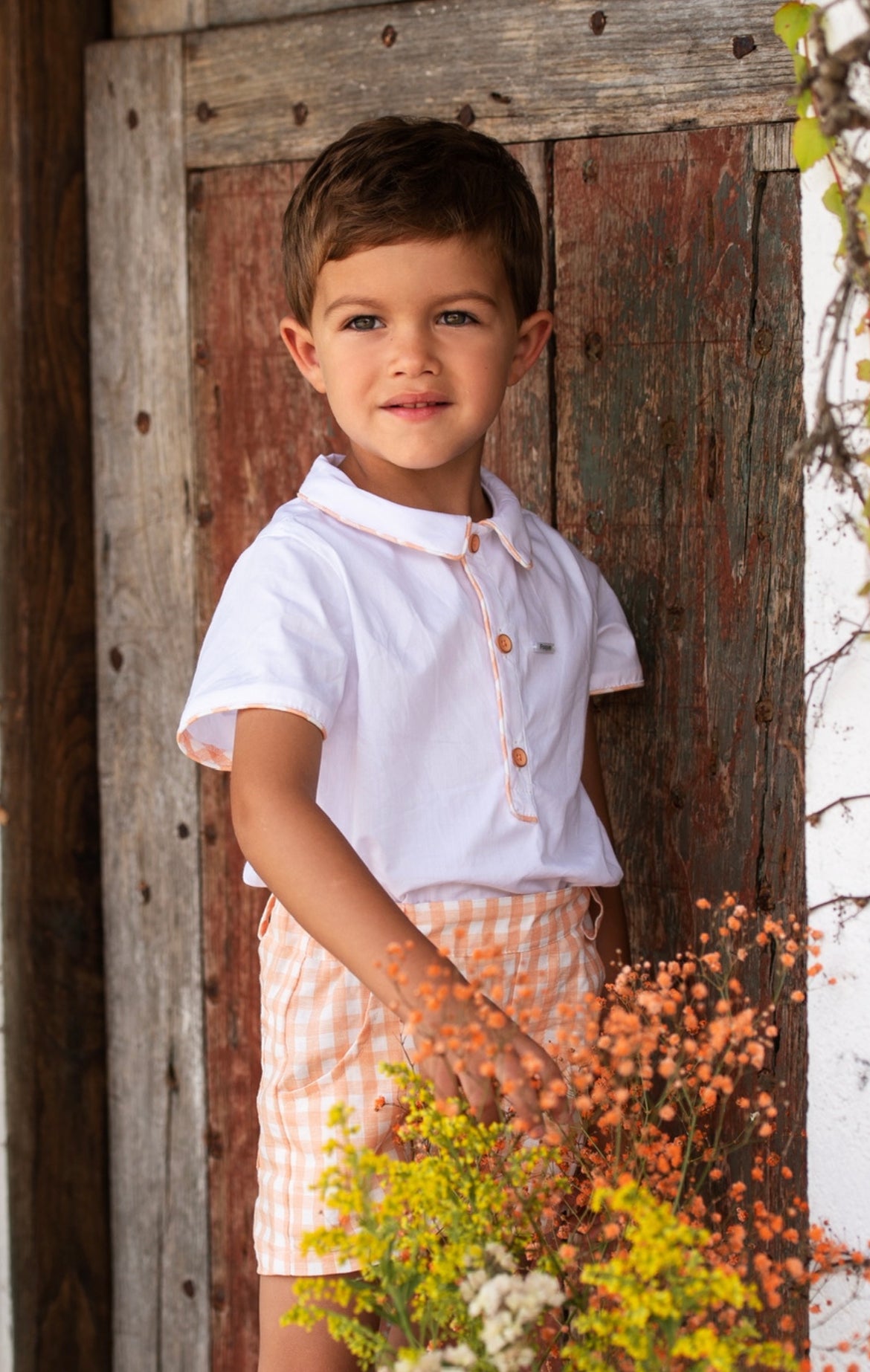 Checkered shirt and shorts set