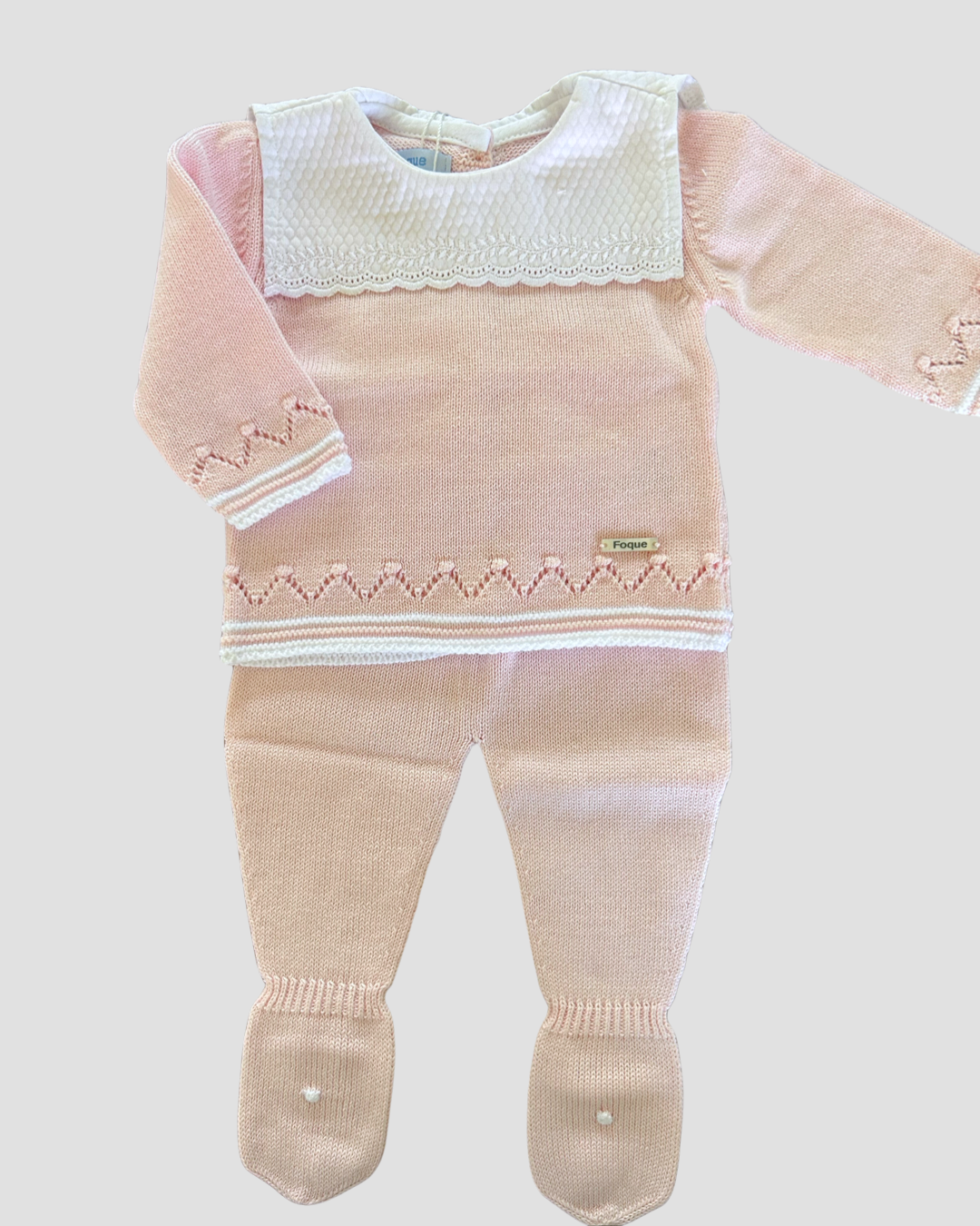 Conjunto Punto Jersey Y Polaina Rosa