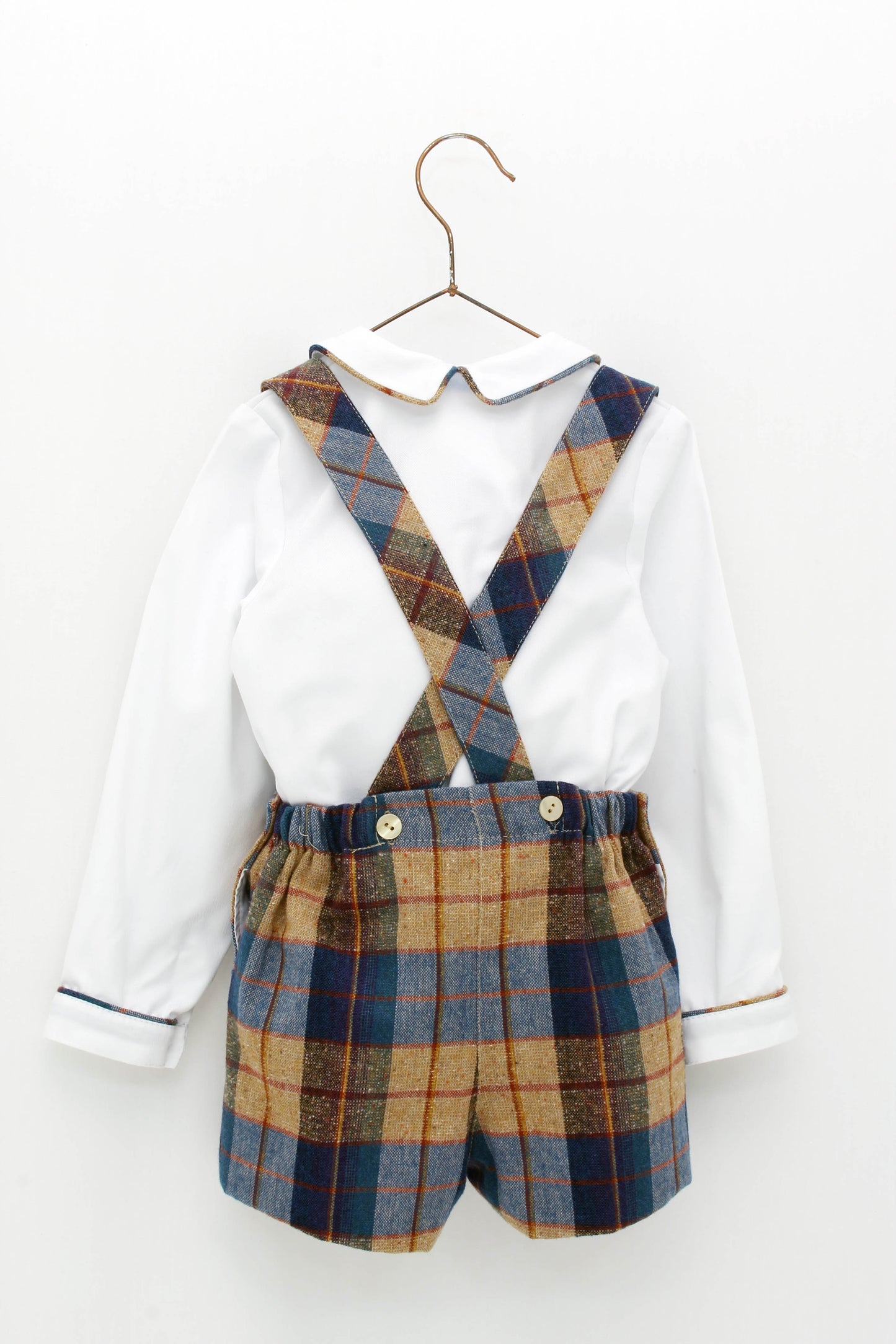 Checked shirt and overalls set
