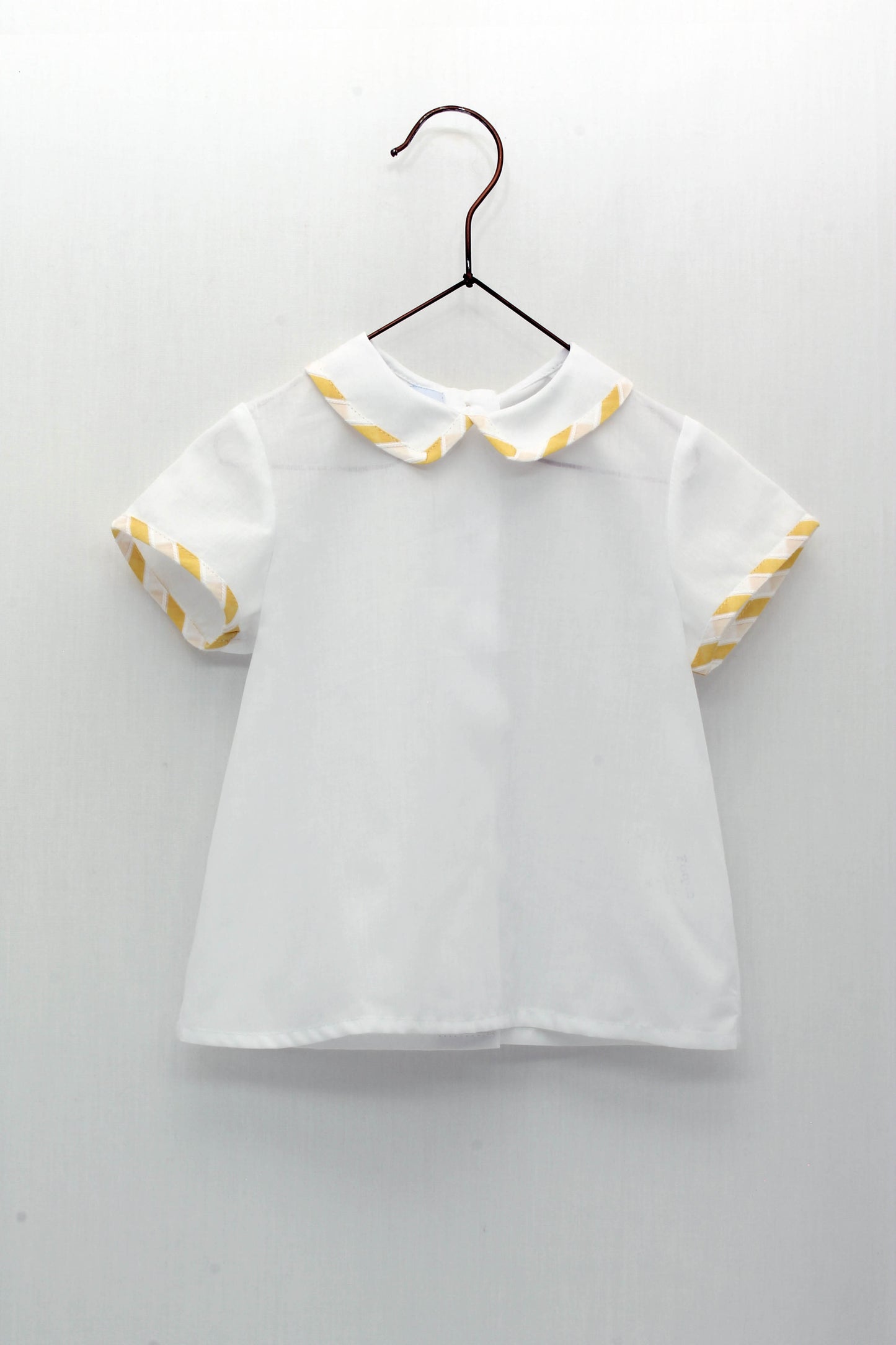 Striped Overalls and Shirt Collar Shirt Set