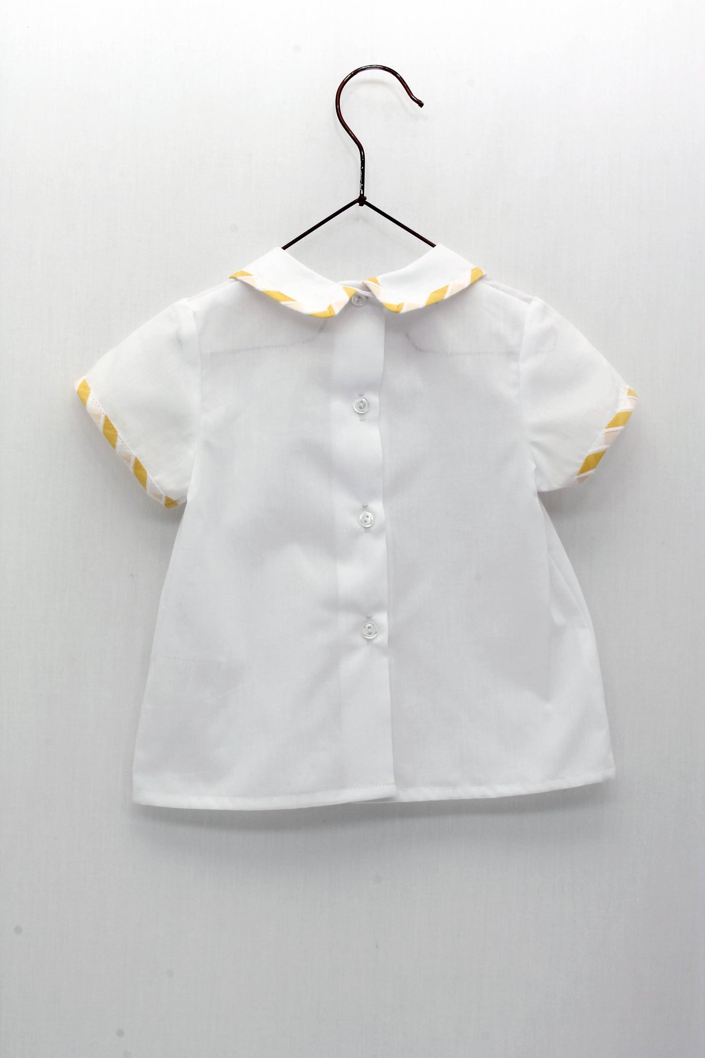 Striped Overalls and Shirt Collar Shirt Set