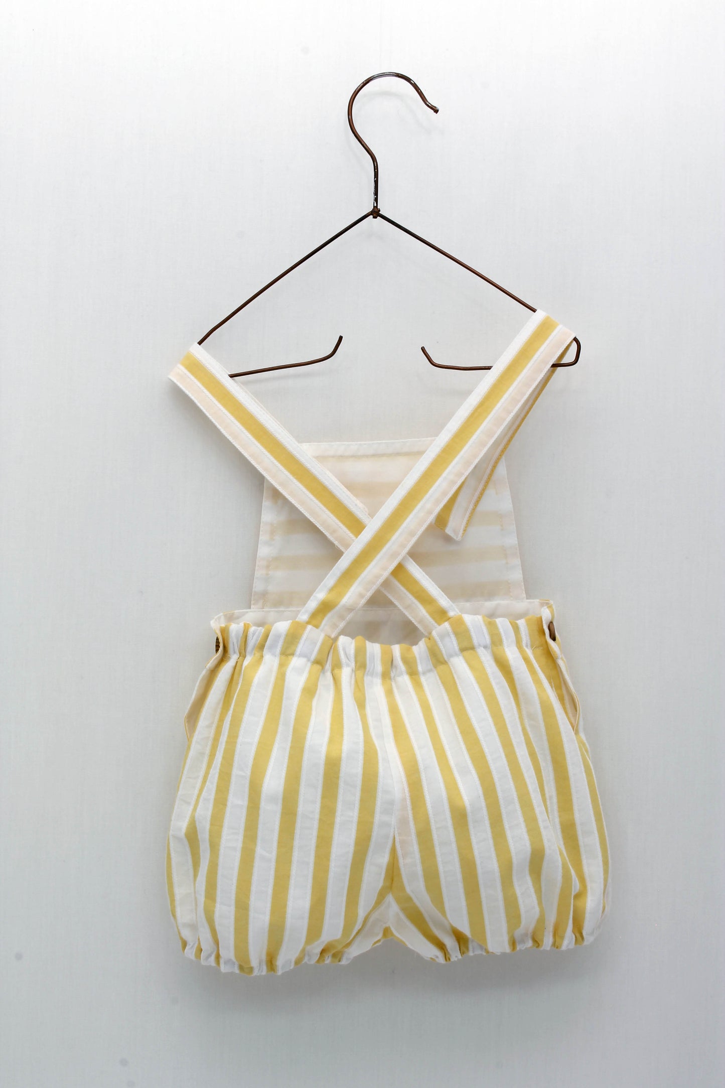 Striped Overalls and Shirt Collar Shirt Set