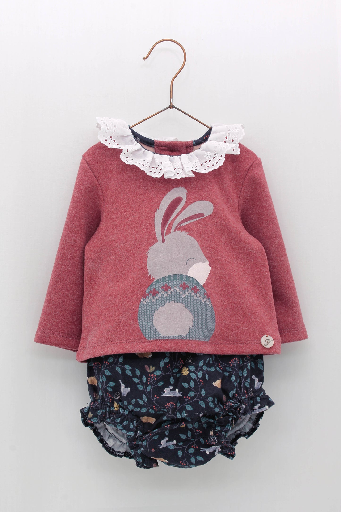 Conjunto Baby Niña Jersey Volante y Braguita