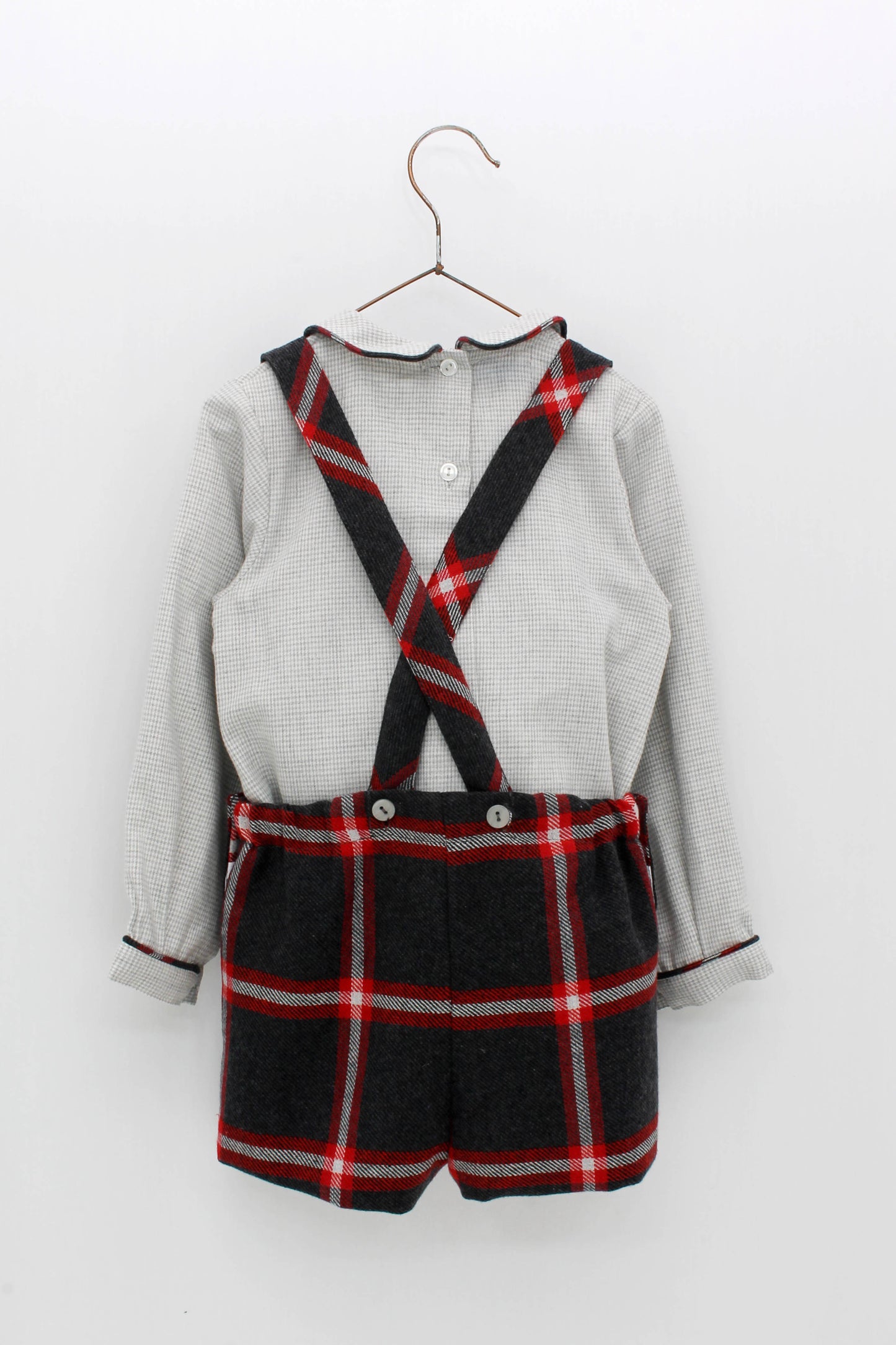 Baby Collar Shirt Suspender Shorts Set