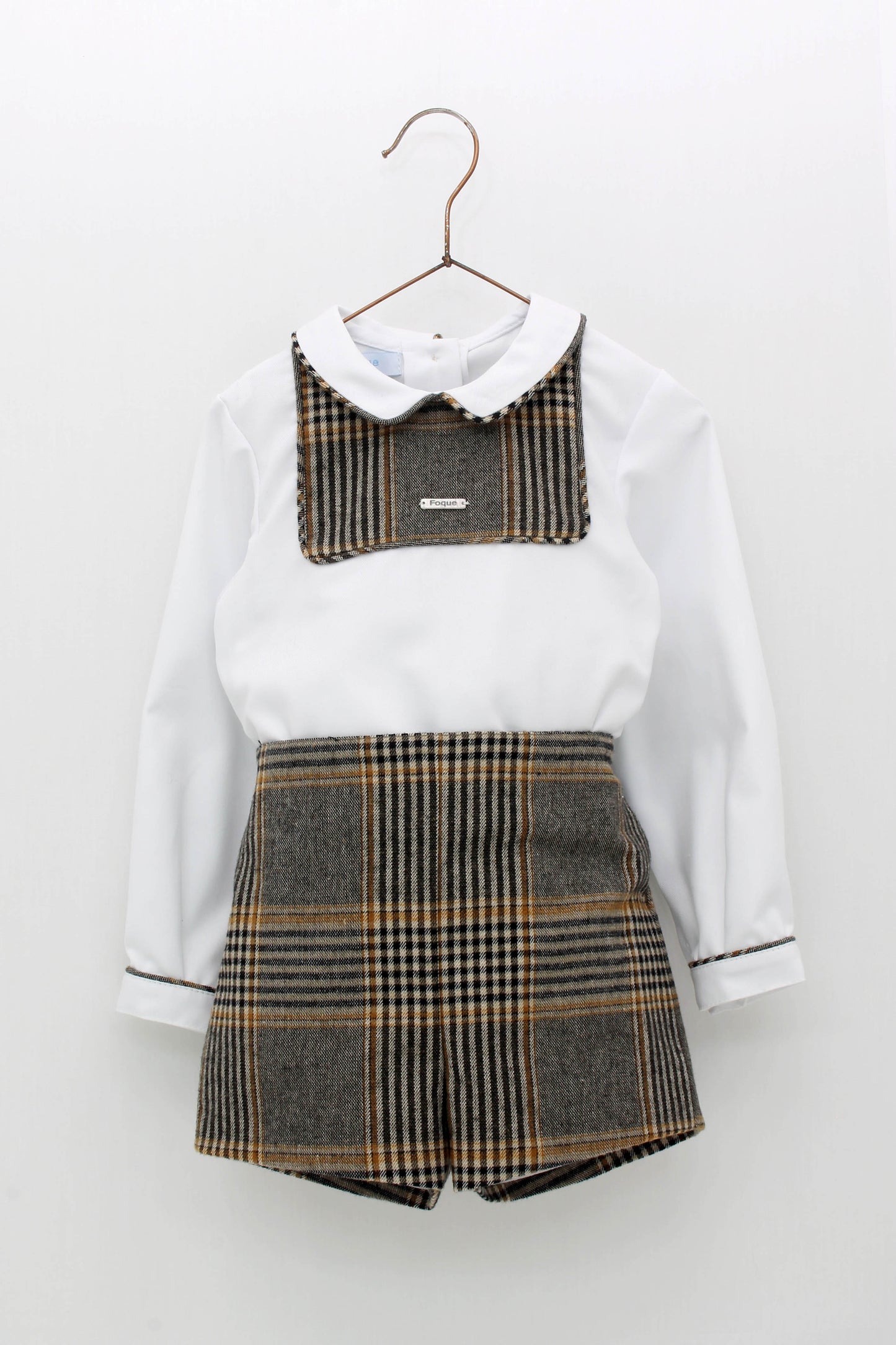 Plaid Shirt Bib Set