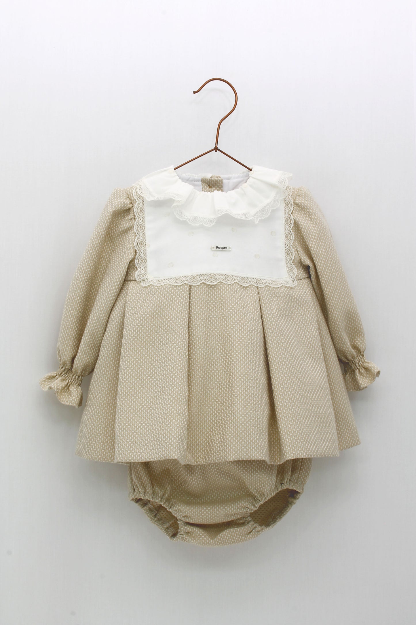 Jacquard dress and bonnet