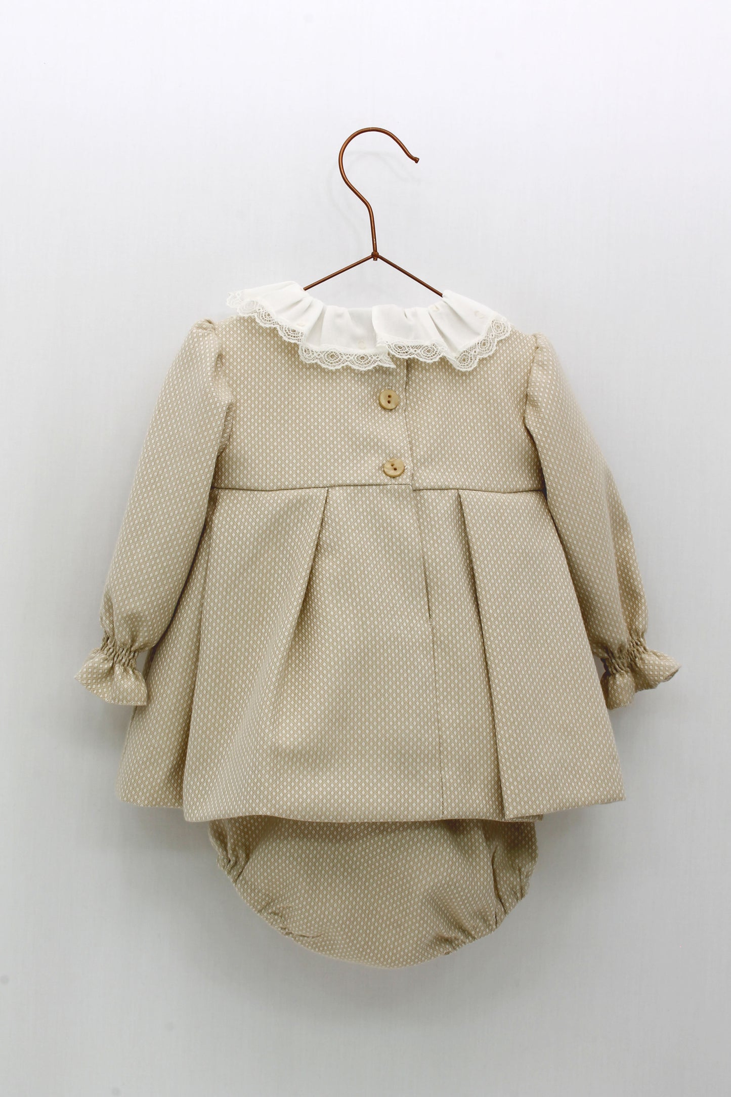 Jacquard dress and bonnet