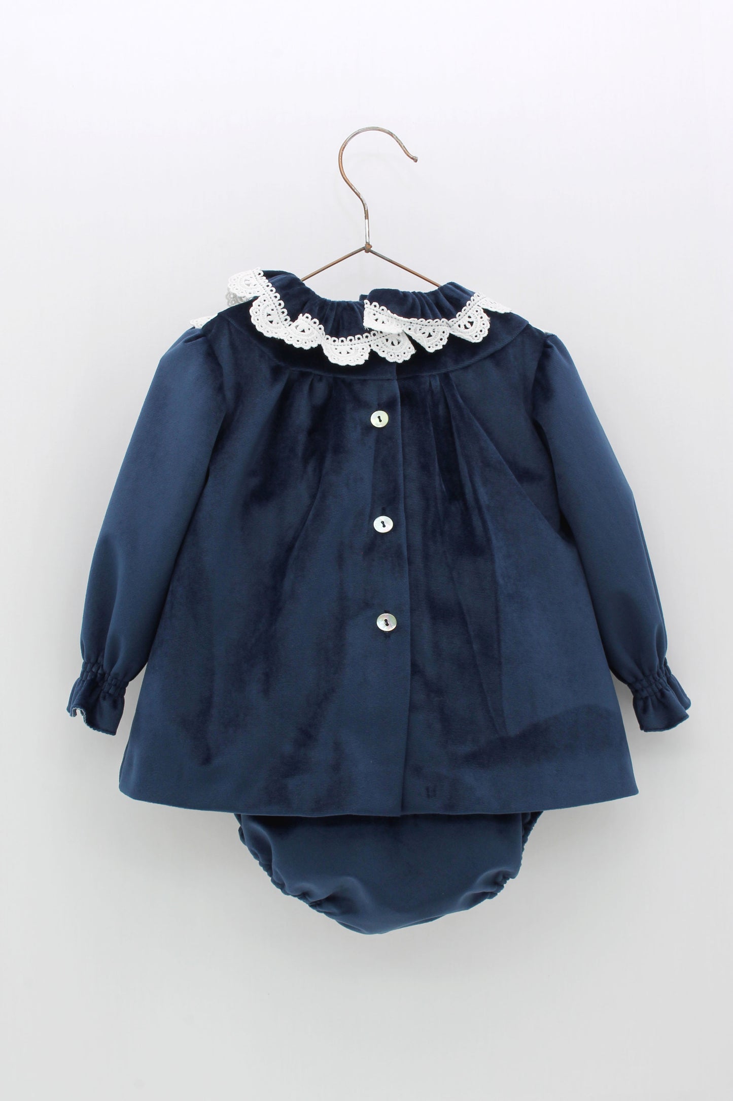Velvet Dress with Ruffled Neck