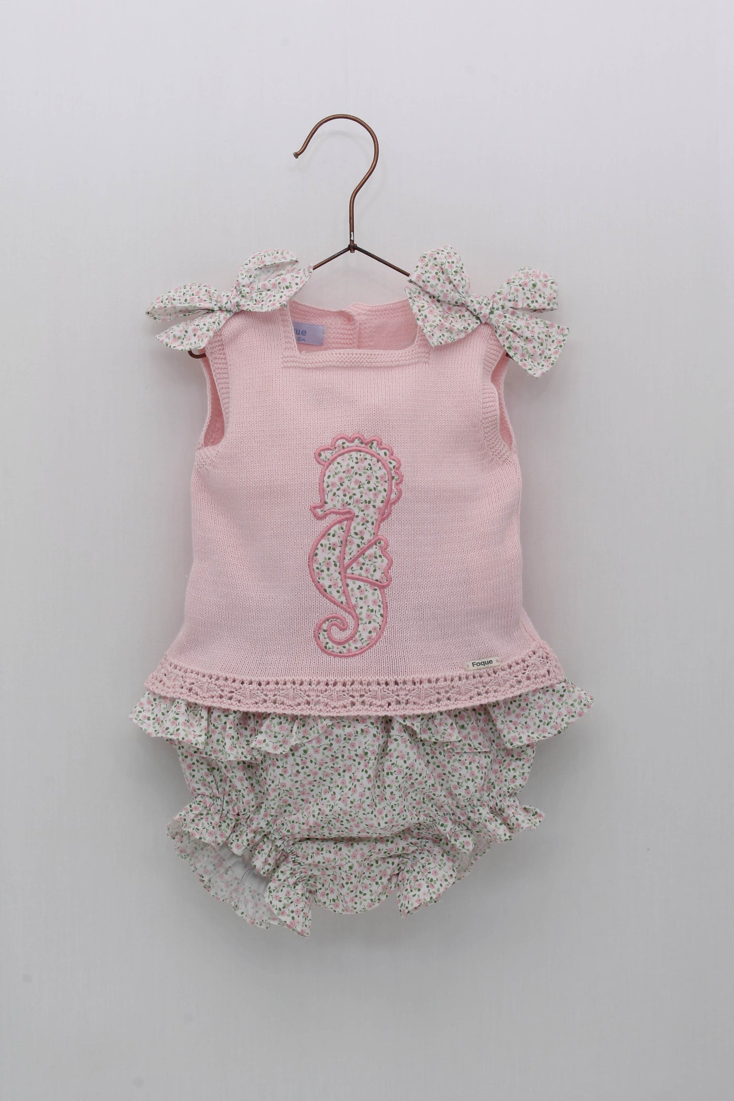 Seahorse Knitted Blouse and Printed Panties Set
