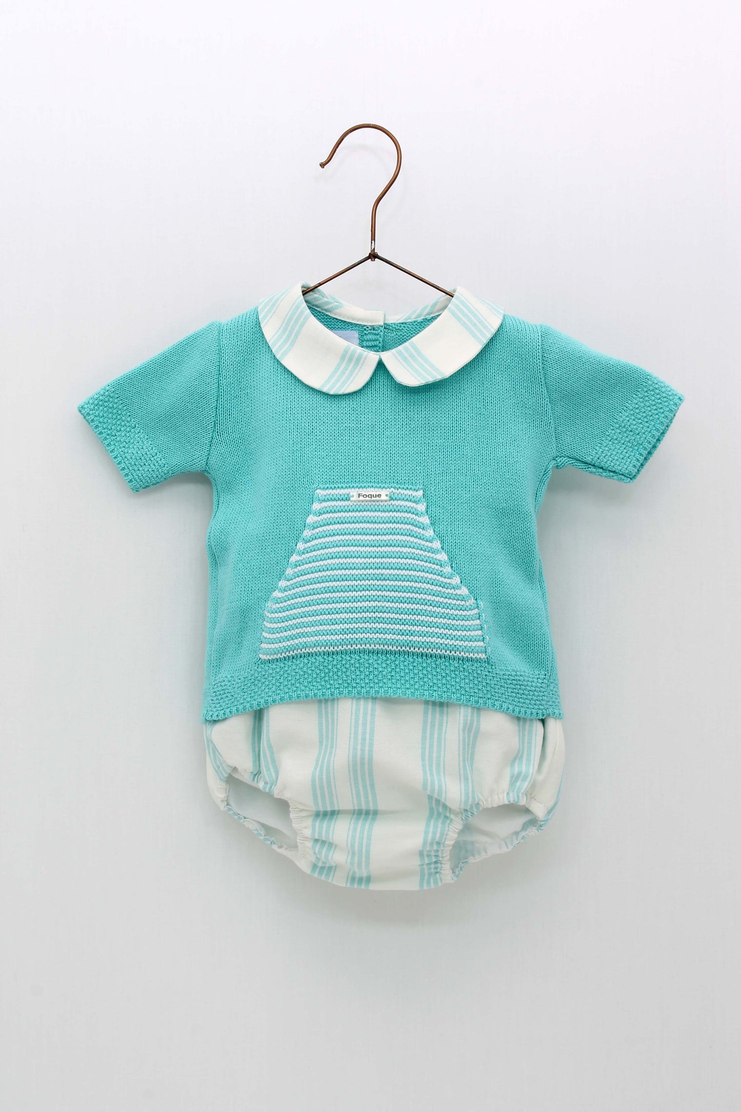 Aqua Jersey Set and Vertical Striped Panties