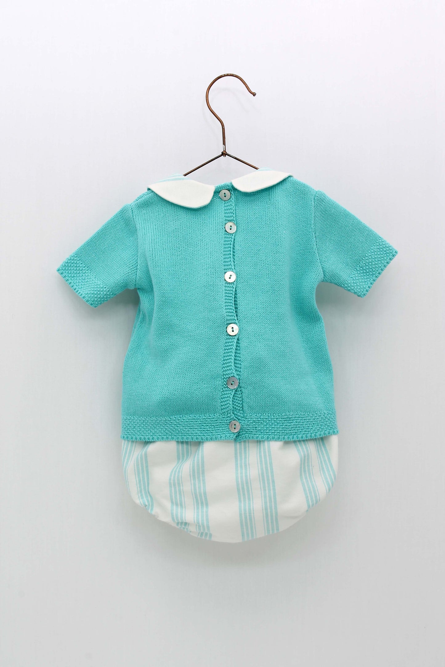 Aqua Jersey Set and Vertical Striped Panties