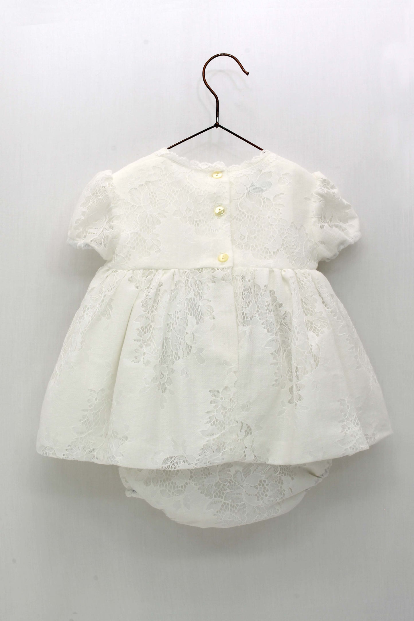 Openwork Fabric Set Flowers and Baptism Bonnet