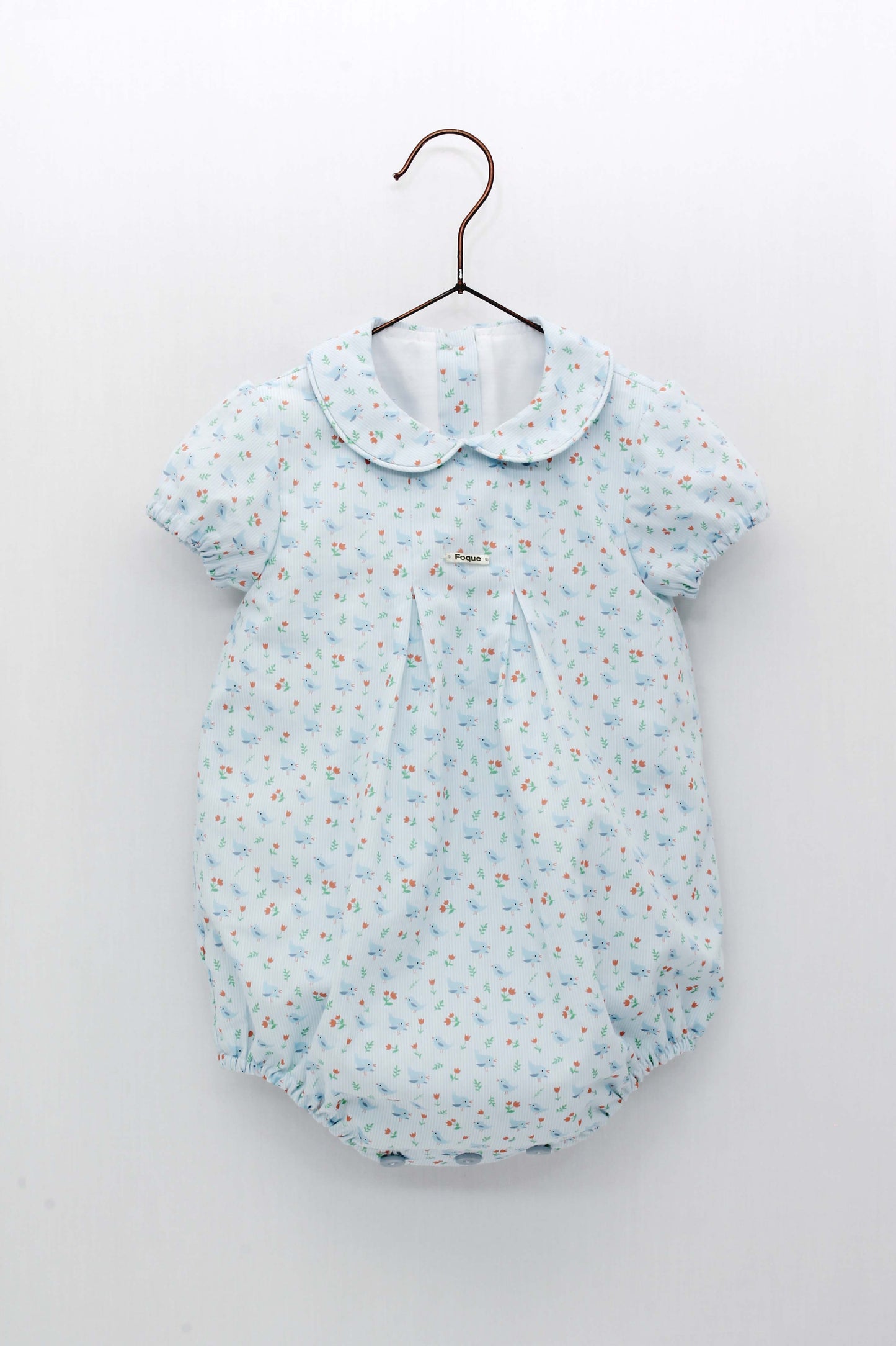 Conjunto Ranita Tejido Pajaritos Manga Corta Cuello Bebe Y Capota