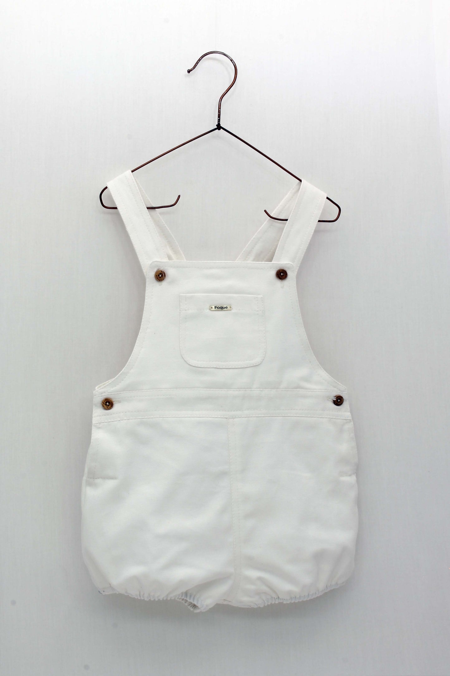 Striped Shirt Set with Baker's Collar and White Overalls with Pocket