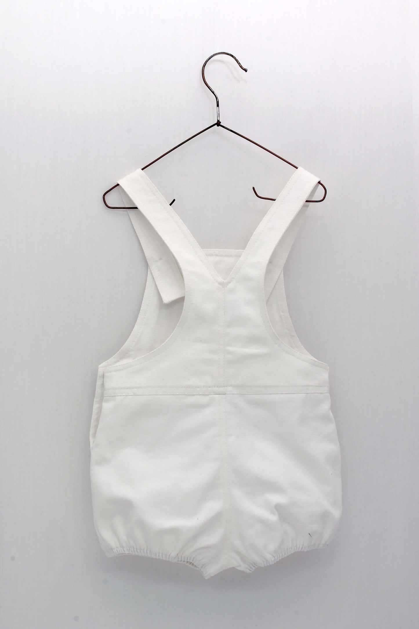 Striped Shirt Set with Baker's Collar and White Overalls with Pocket