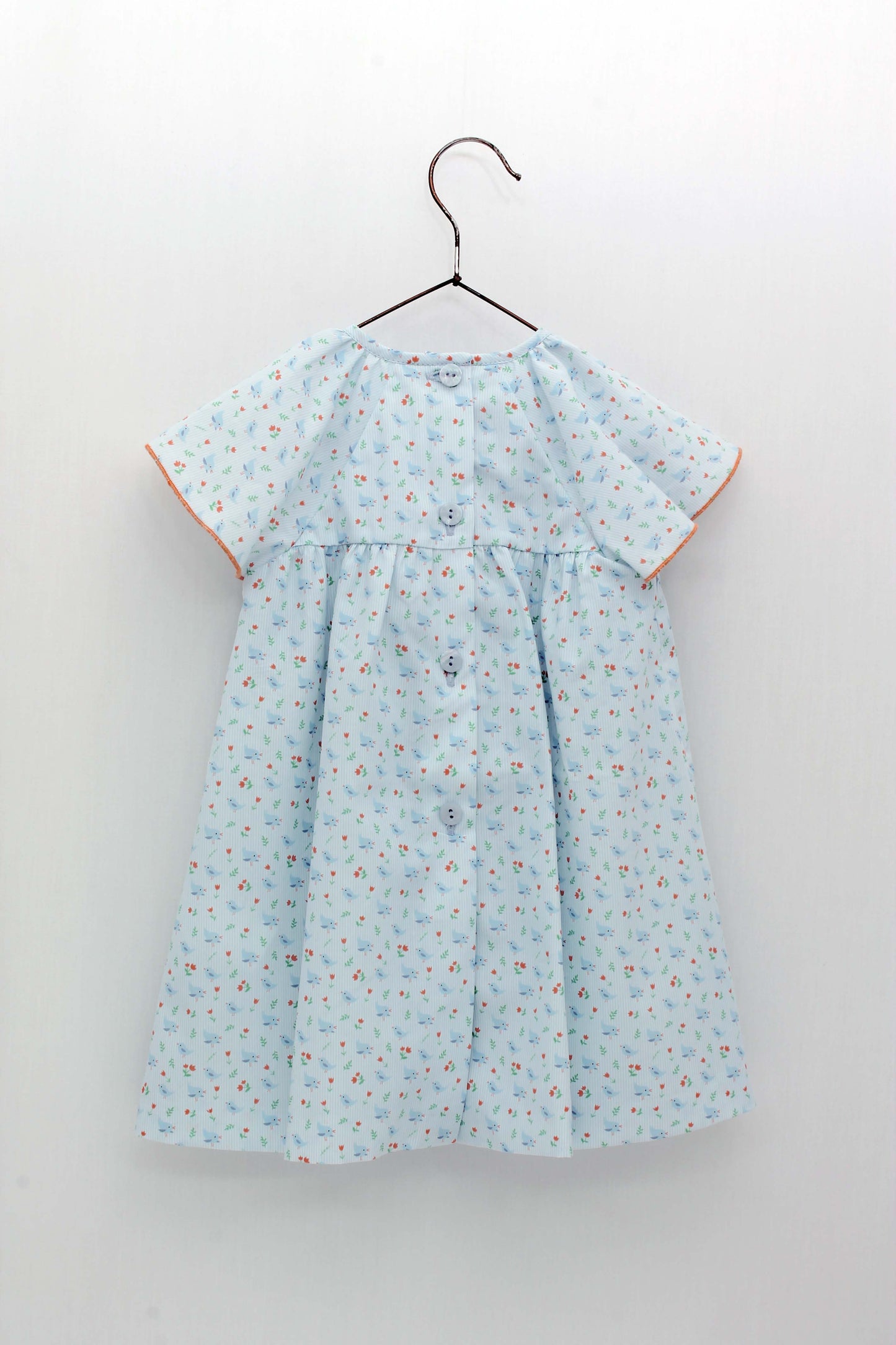 Vestido Tejido Pajaritos Con Nido De Abeja Y Manga Volantes