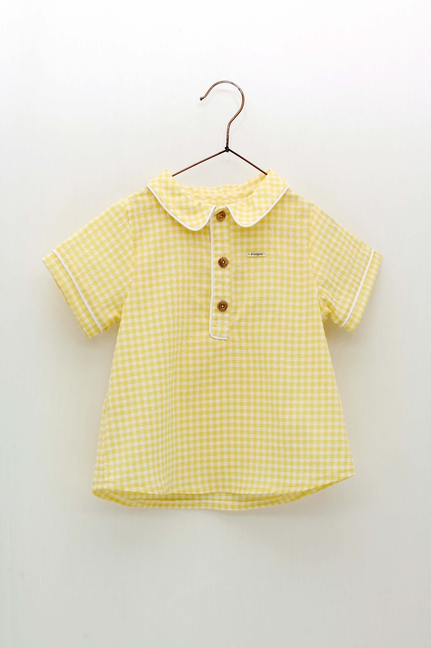 Yellow Vichy Check Shirt and White Shorts Set