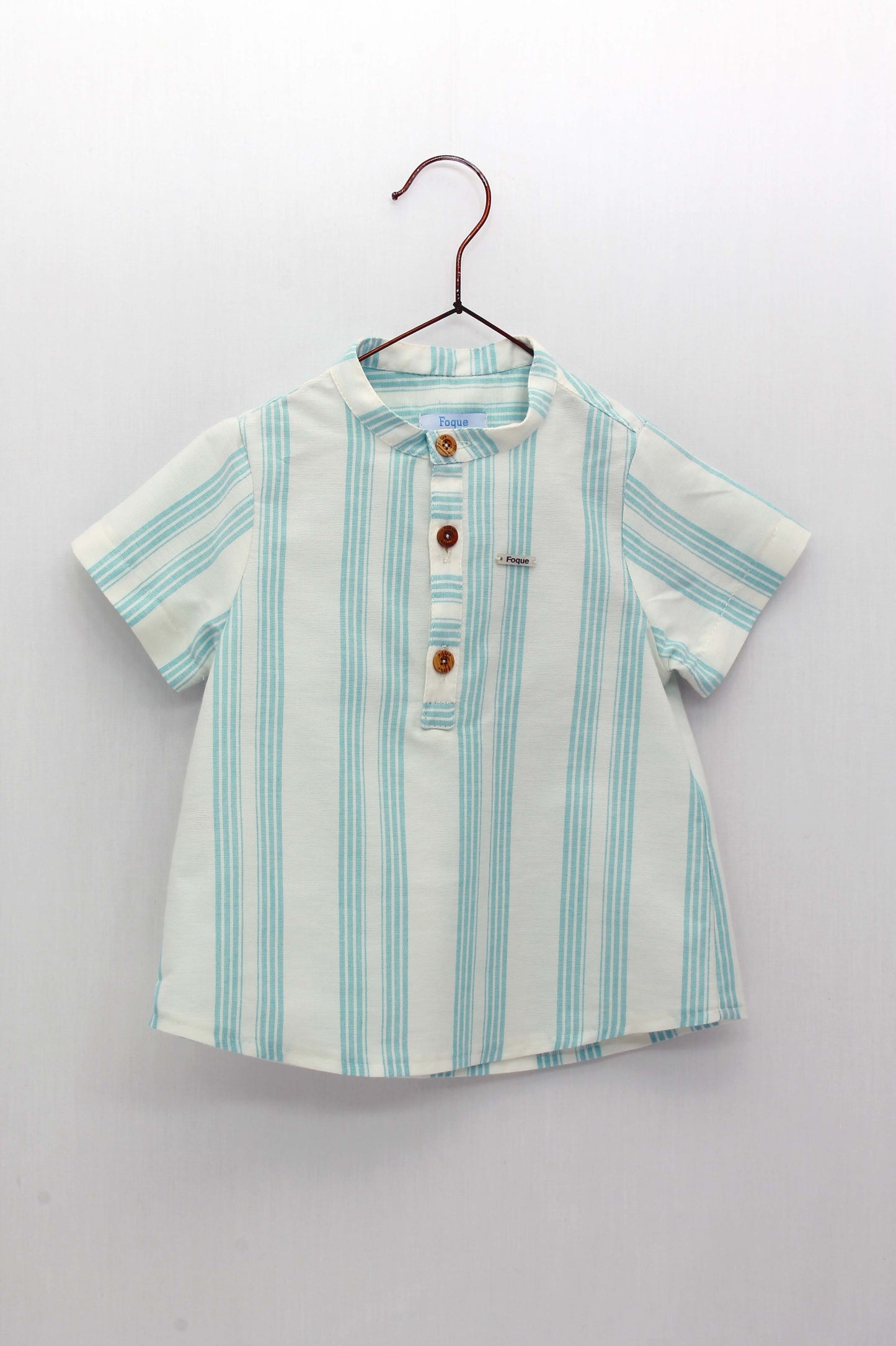 Set of dyed shorts and striped Mao collar shirt