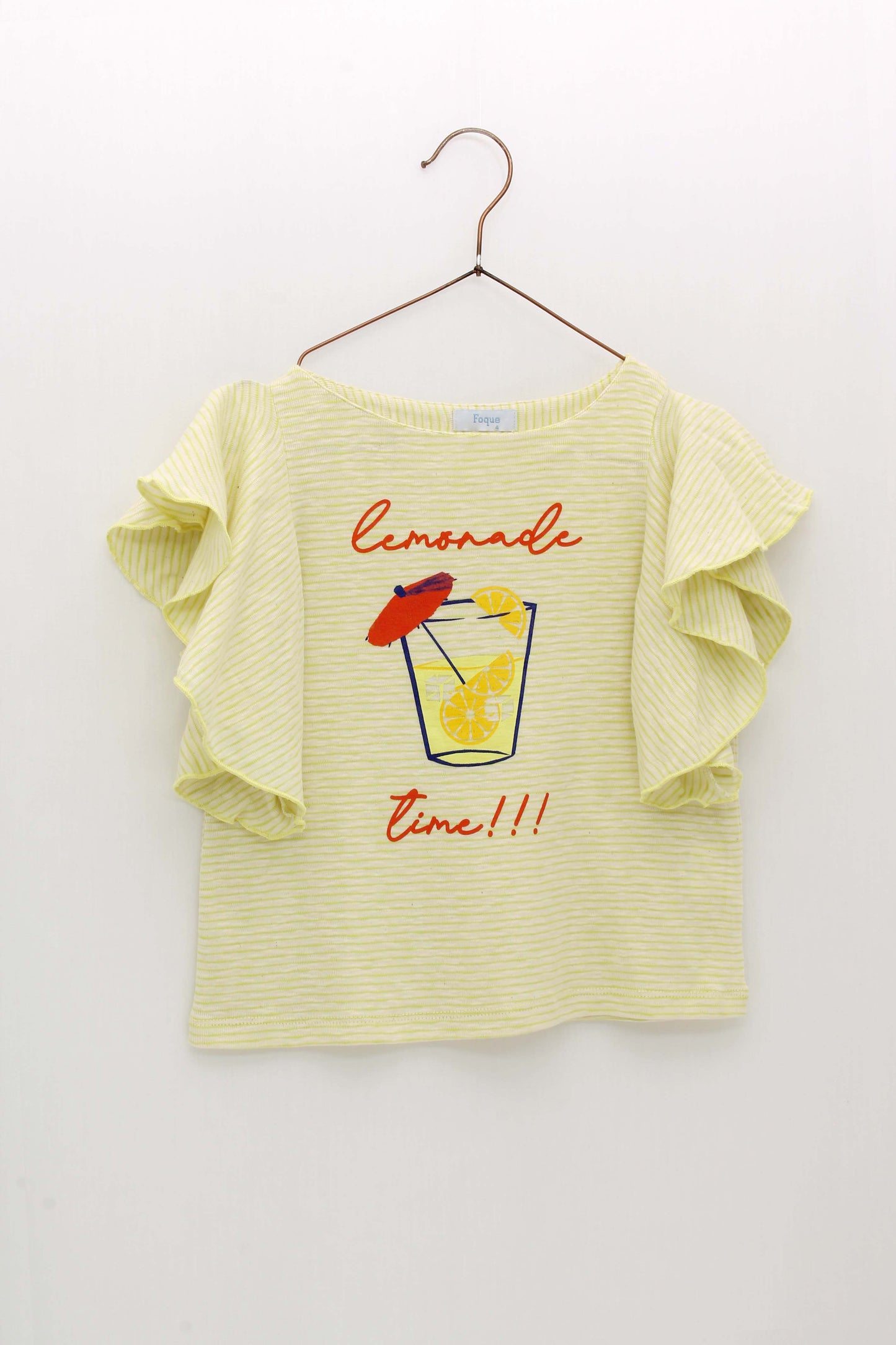 Conjunto Camiseta Rayas Barco Mangas Volante Y Falda Pantalón Estampado Frutas