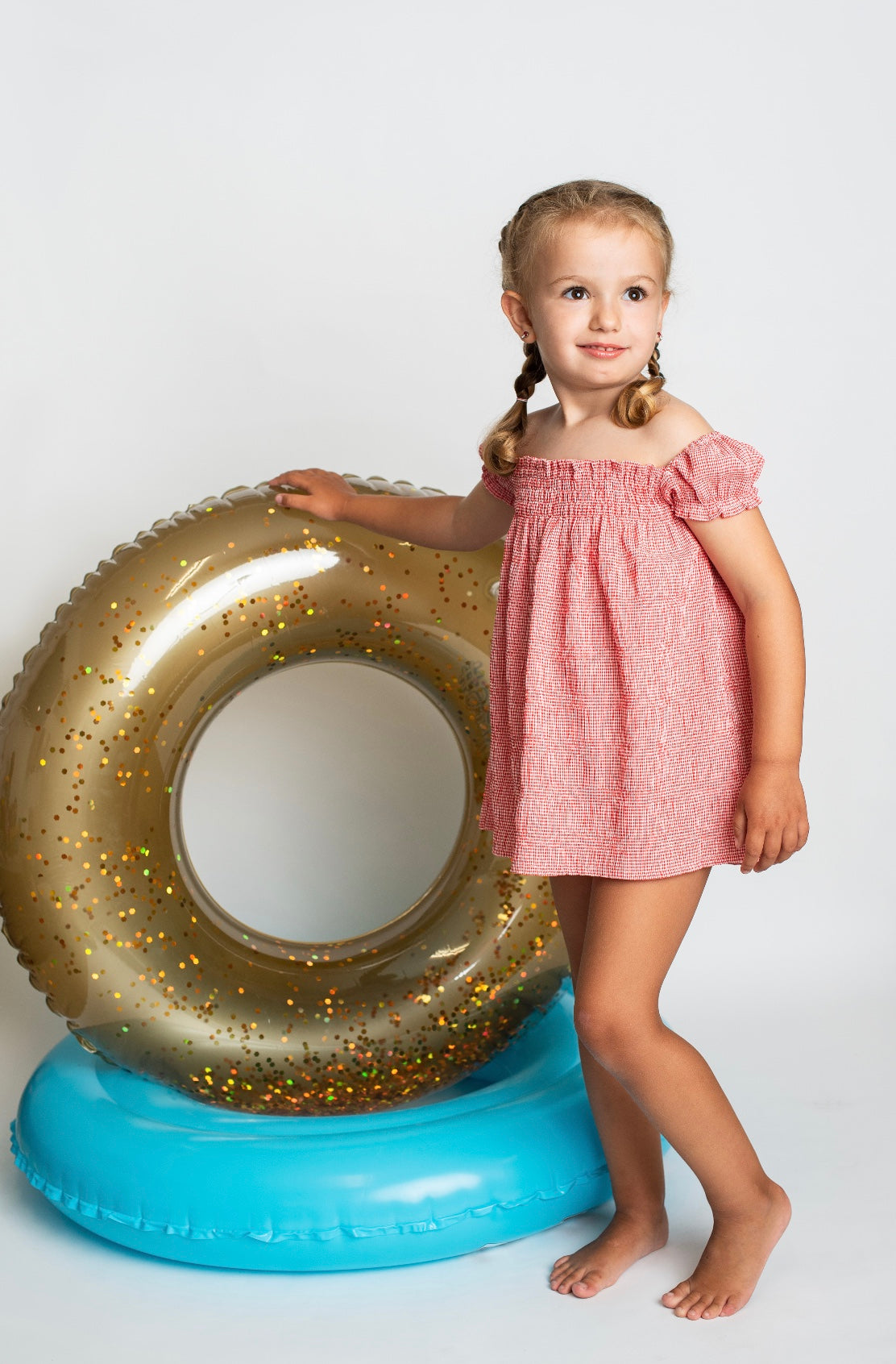 Vestido gomas en microcuadro vichy