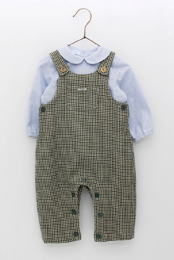 Checkered Overalls and Baby Collar Shirt