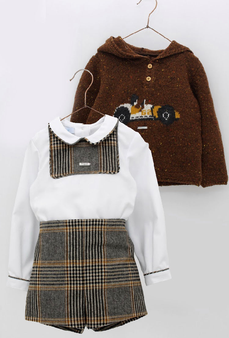 Plaid Shirt Bib Set