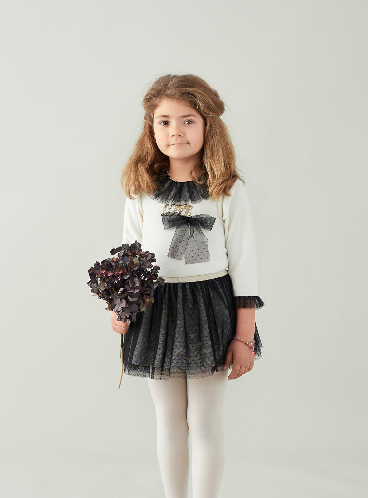 Conjunto Falda y Jersey Cuello Tul