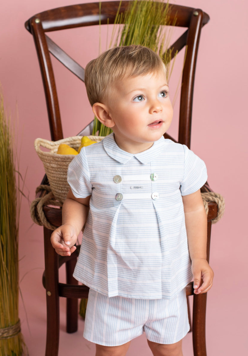 Multi-striped shirt and shorts set
