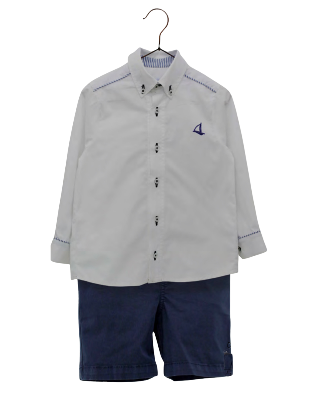 Conjunto Camisa Lino Cuello Camisero Y Pantalón Corto