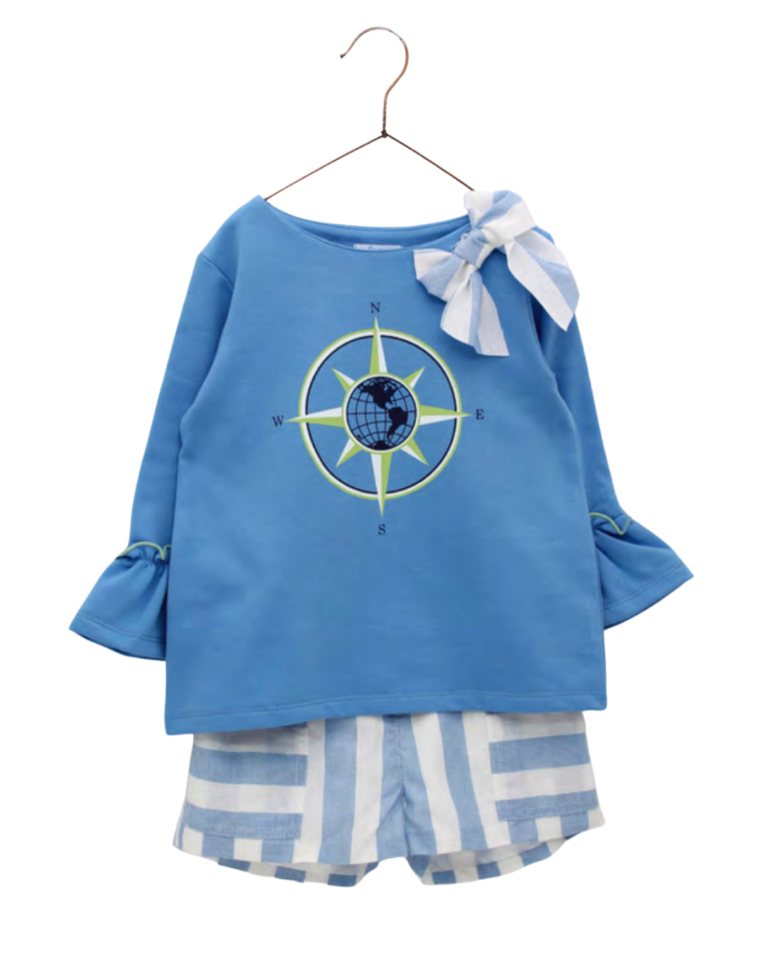 Wind Rose Print Sweatshirt and Shorts Set