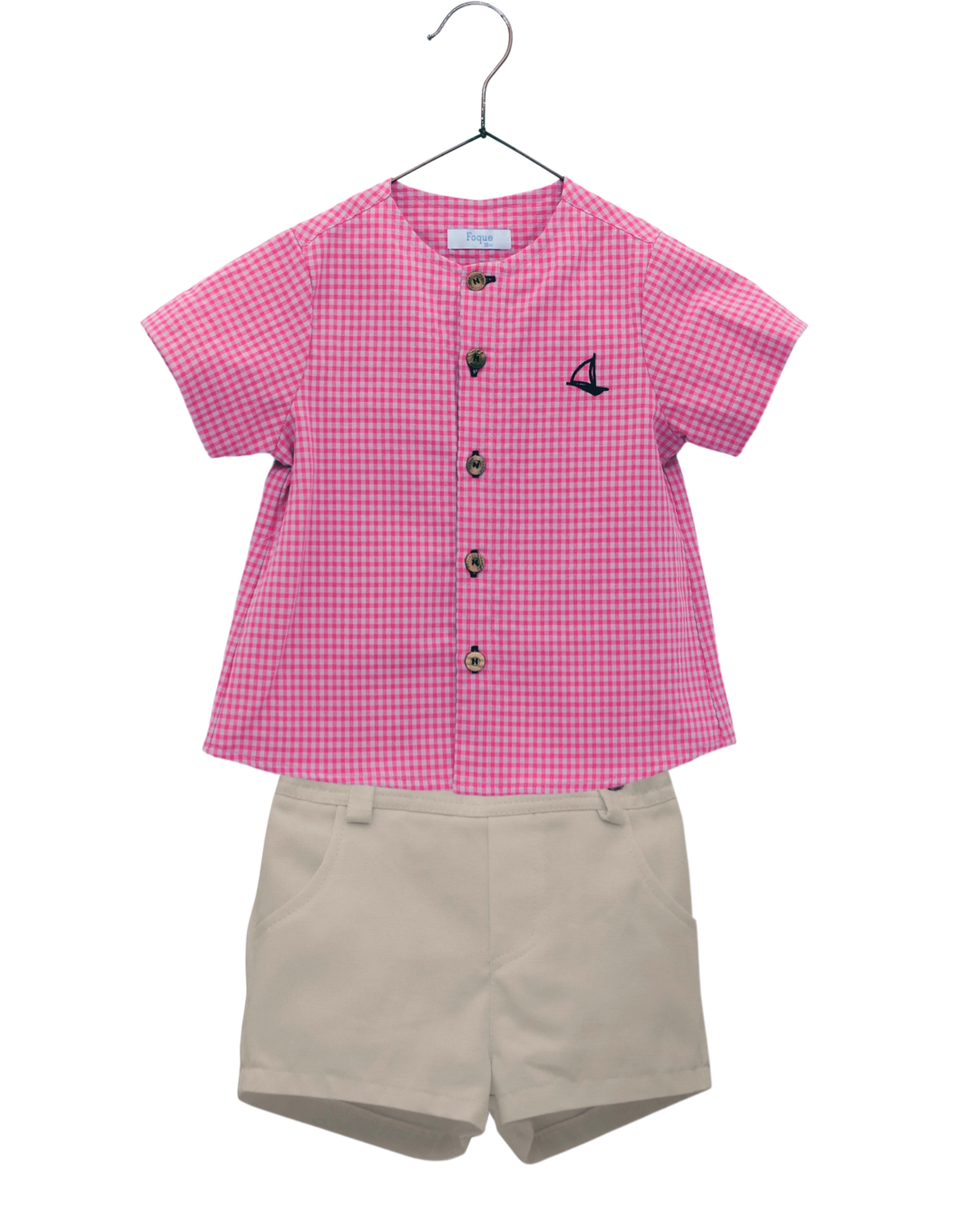 Conjunto Camisa Cuadros Fluor Manga Corta y Pantalón Corto