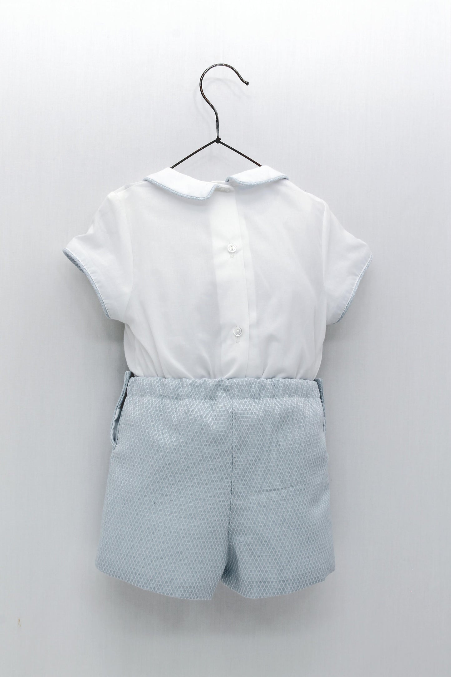 Baby collar shirt and jacquard shorts set