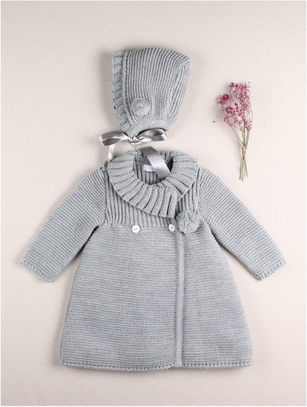 Conjunto Abrigo Y Capota Punto Gris