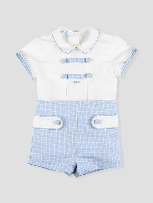 Conjunto bebé niño celeste y blanco