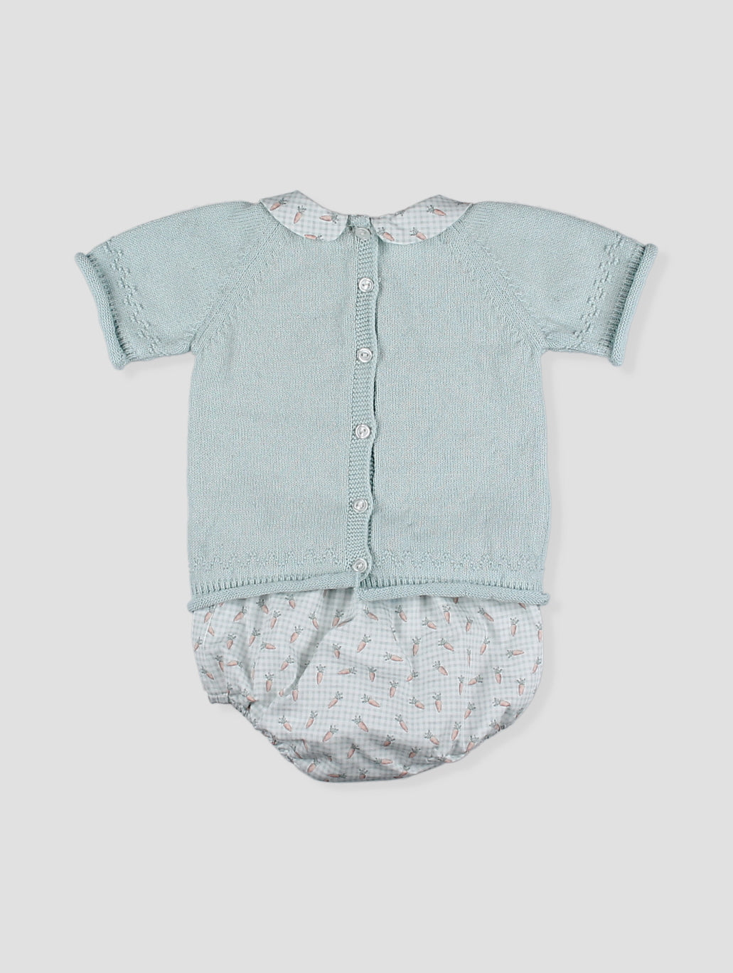Conjunto bebé punto celeste con conejitos